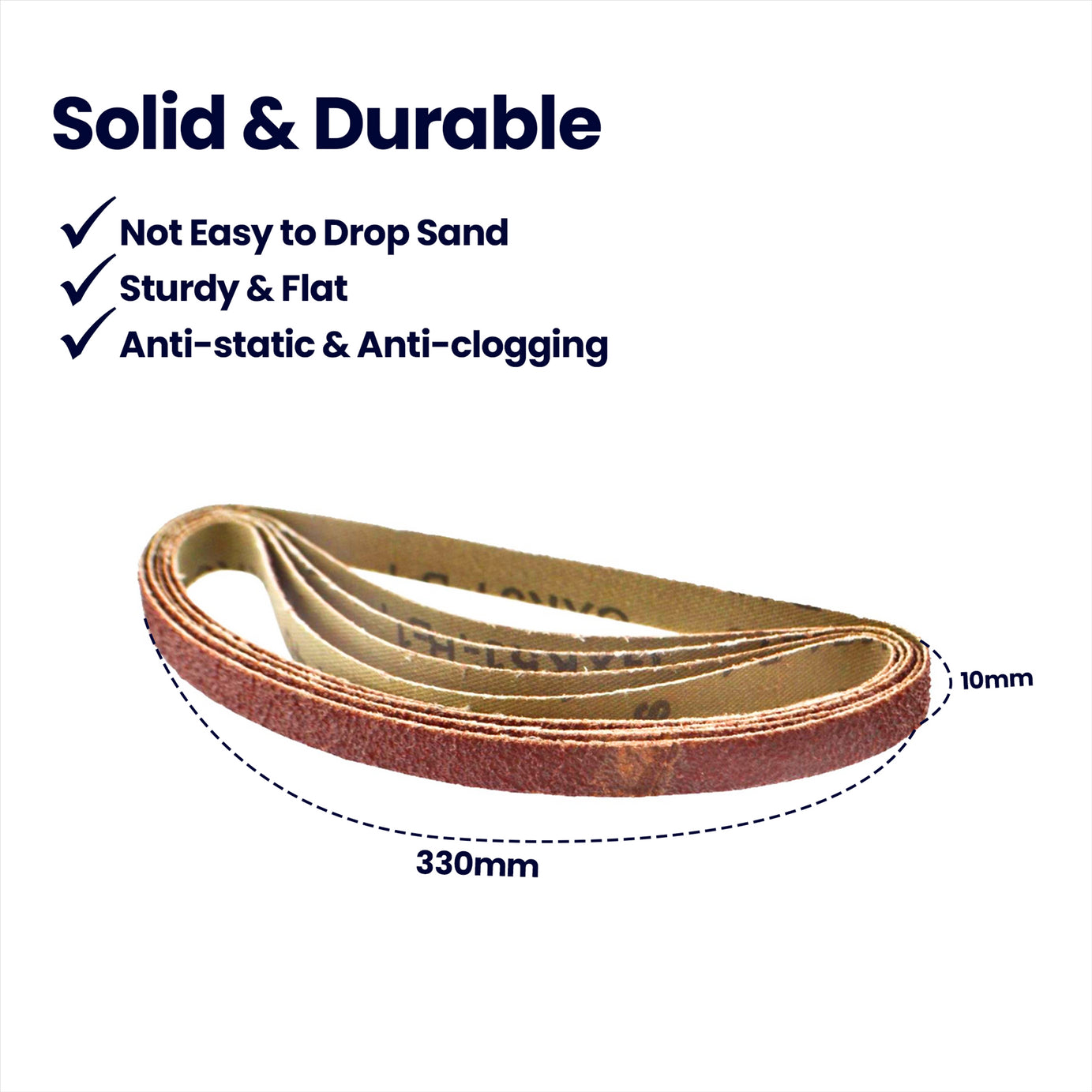 330mm x 10mm 120G Belt Power Finger File Sander Abrasive Sanding Belts 20pk