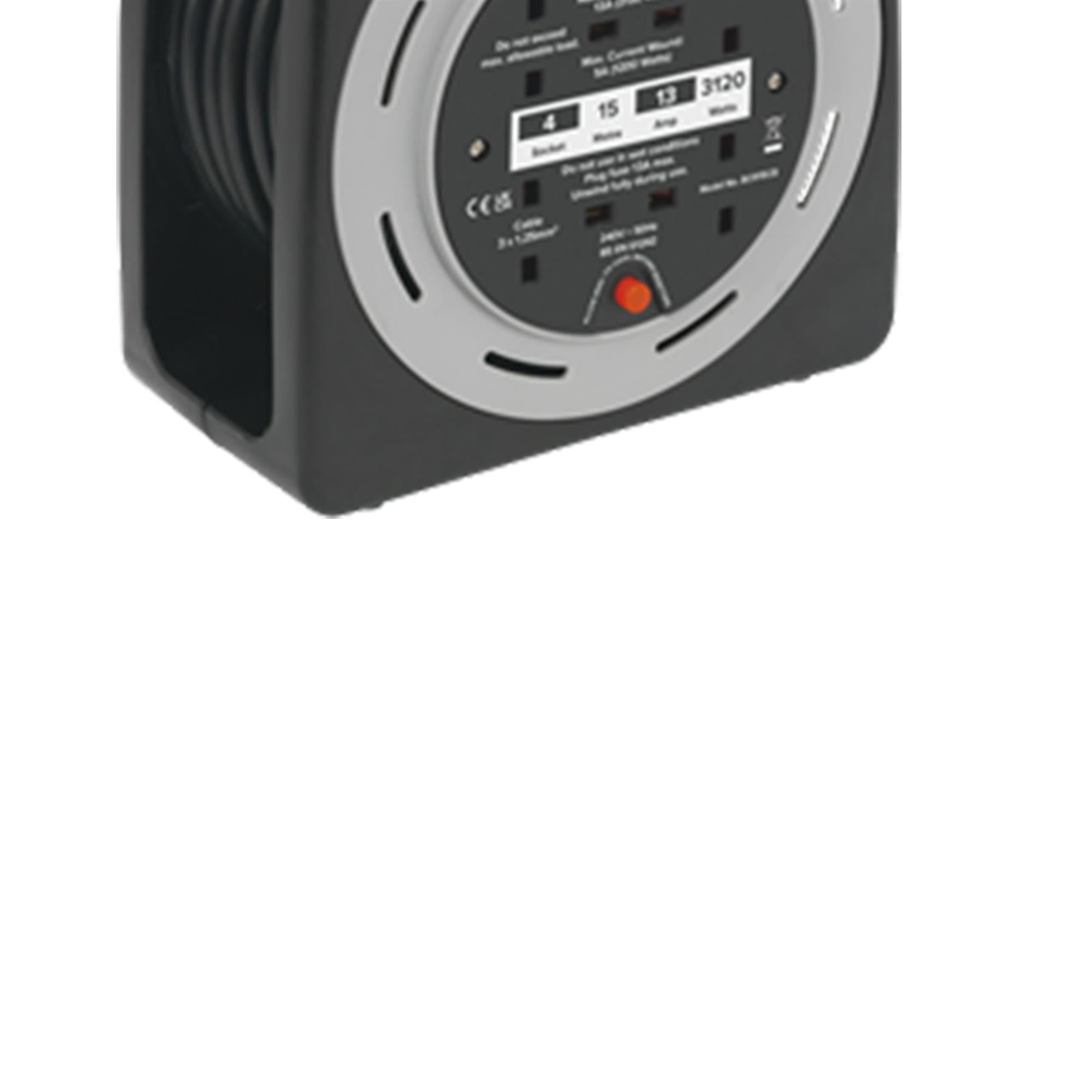 Sealey Cable Reel Box Type 15m 4 x 230V 1.25mm� Thermal Trip