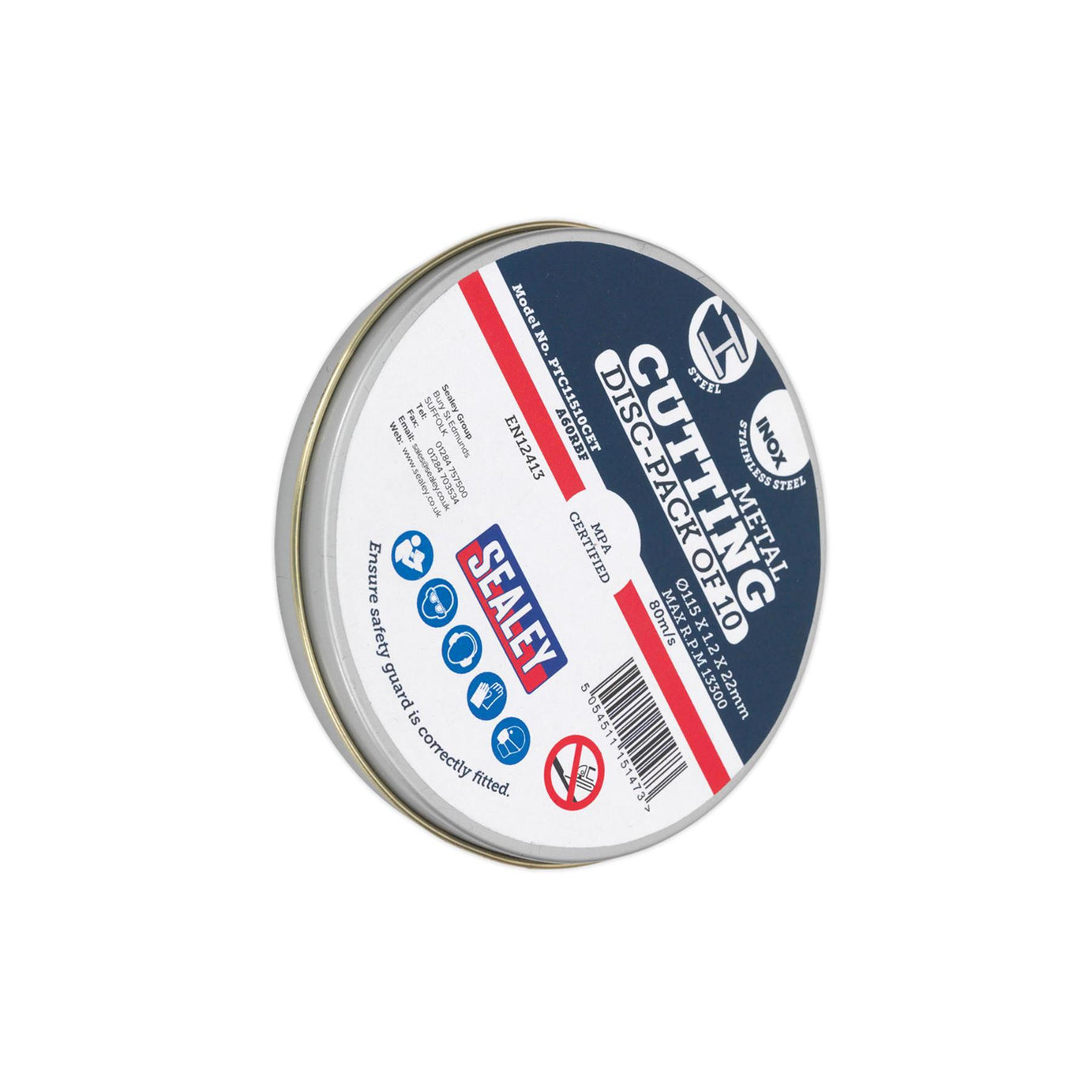 Cutting Disc 115 x 1.2mm 22mm Bore Pack of 10. Sealey