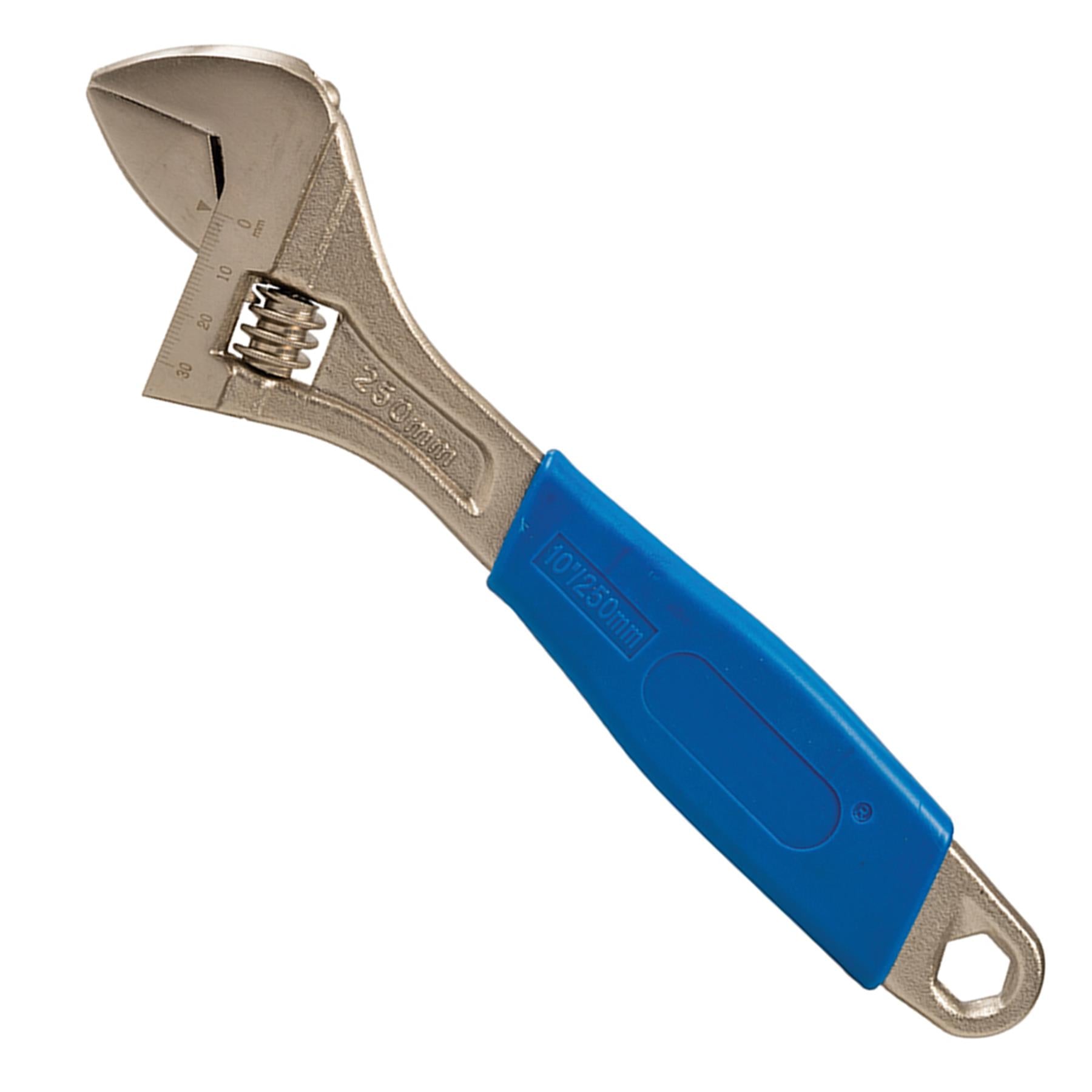 Adjustable Wrench 250mm Length - Jaw 27mm Chrome-Plated Carbon Steel