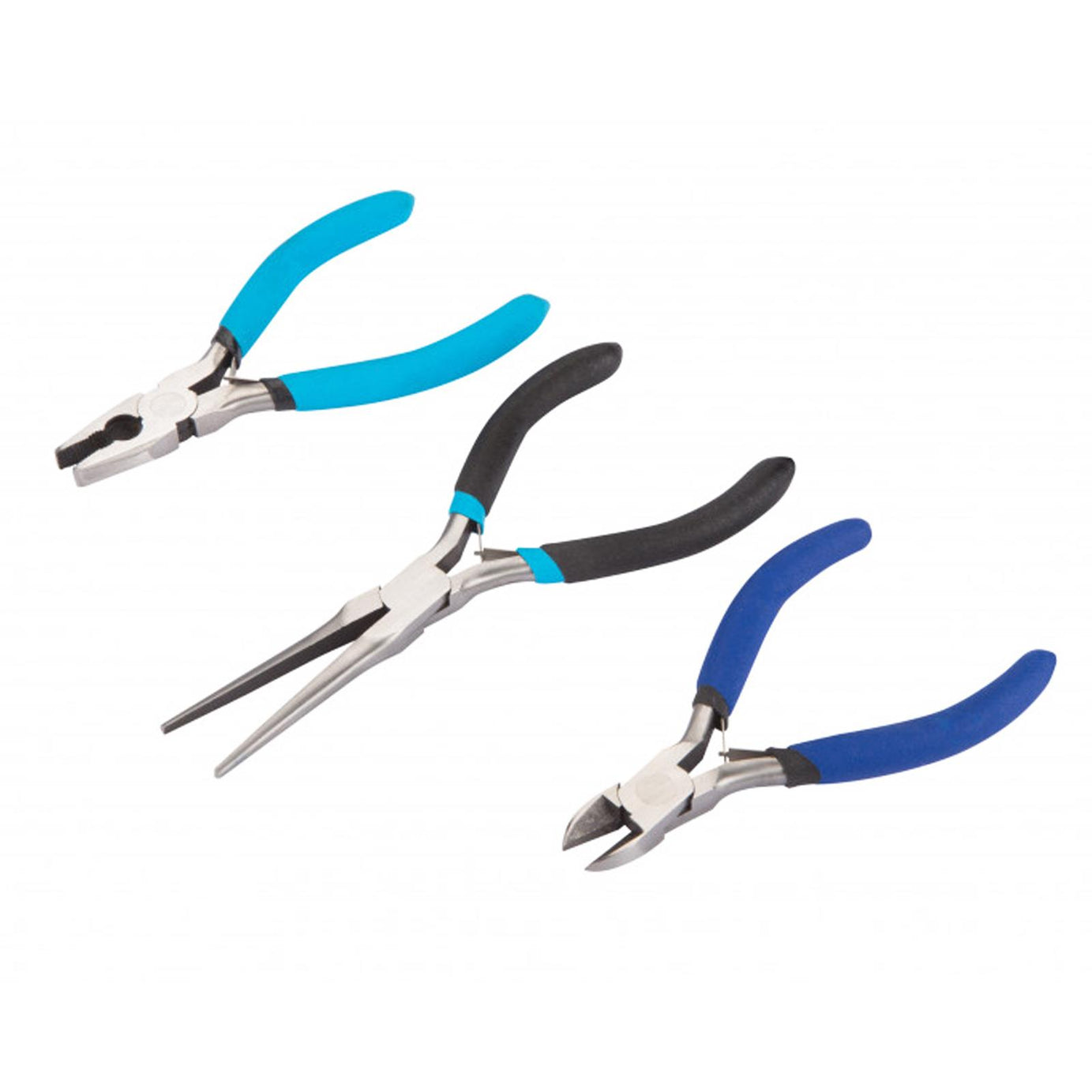 BlueSpot 3 Piece Soft Grip Mini Pliers Set Combination, Needle Nose & Side Cutter Plier