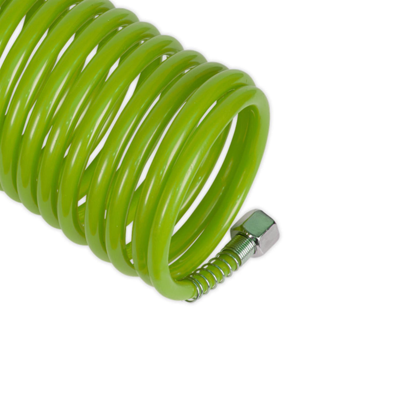 Sealey PE Coiled Air Hose 5m x Ø5mm with 1/4"BSP Unions - Green