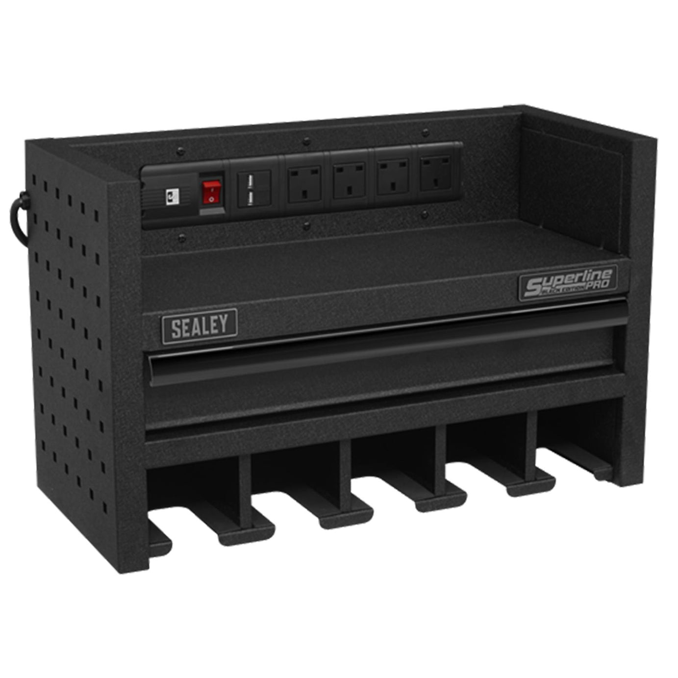 Sealey Power Tool Storage Rack 560mm with Drawer & Power Strip