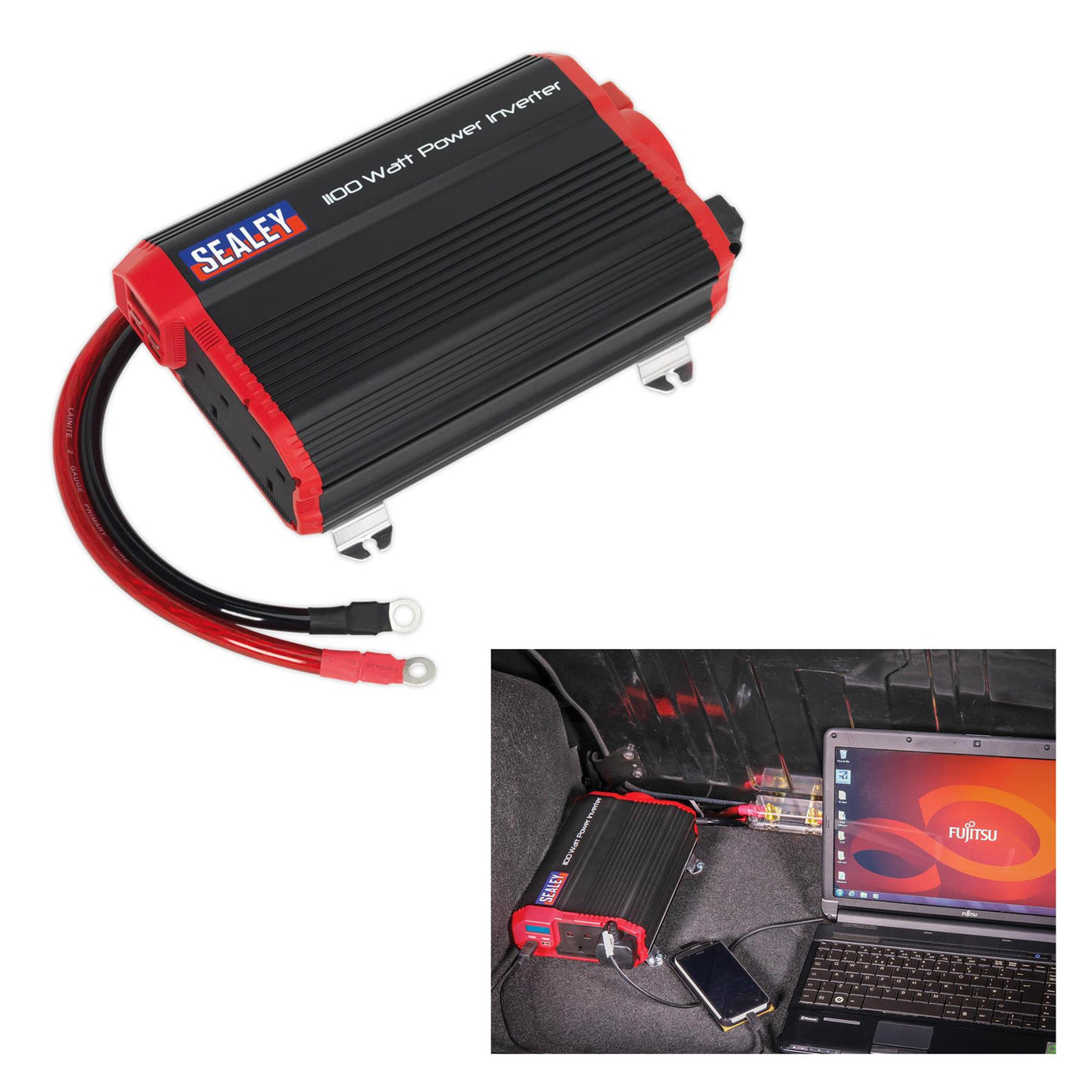 Sealey Power Inverter Modified Sine Wave 1100W 12V DC - 230V 50Hz