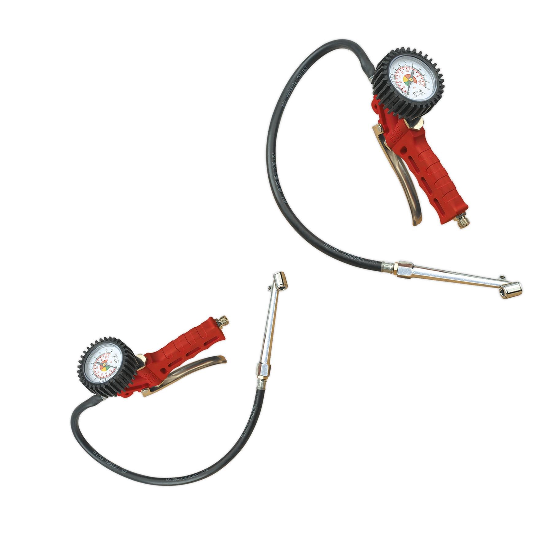 Sealey Tyre Inflator with Twin Push-On Connector