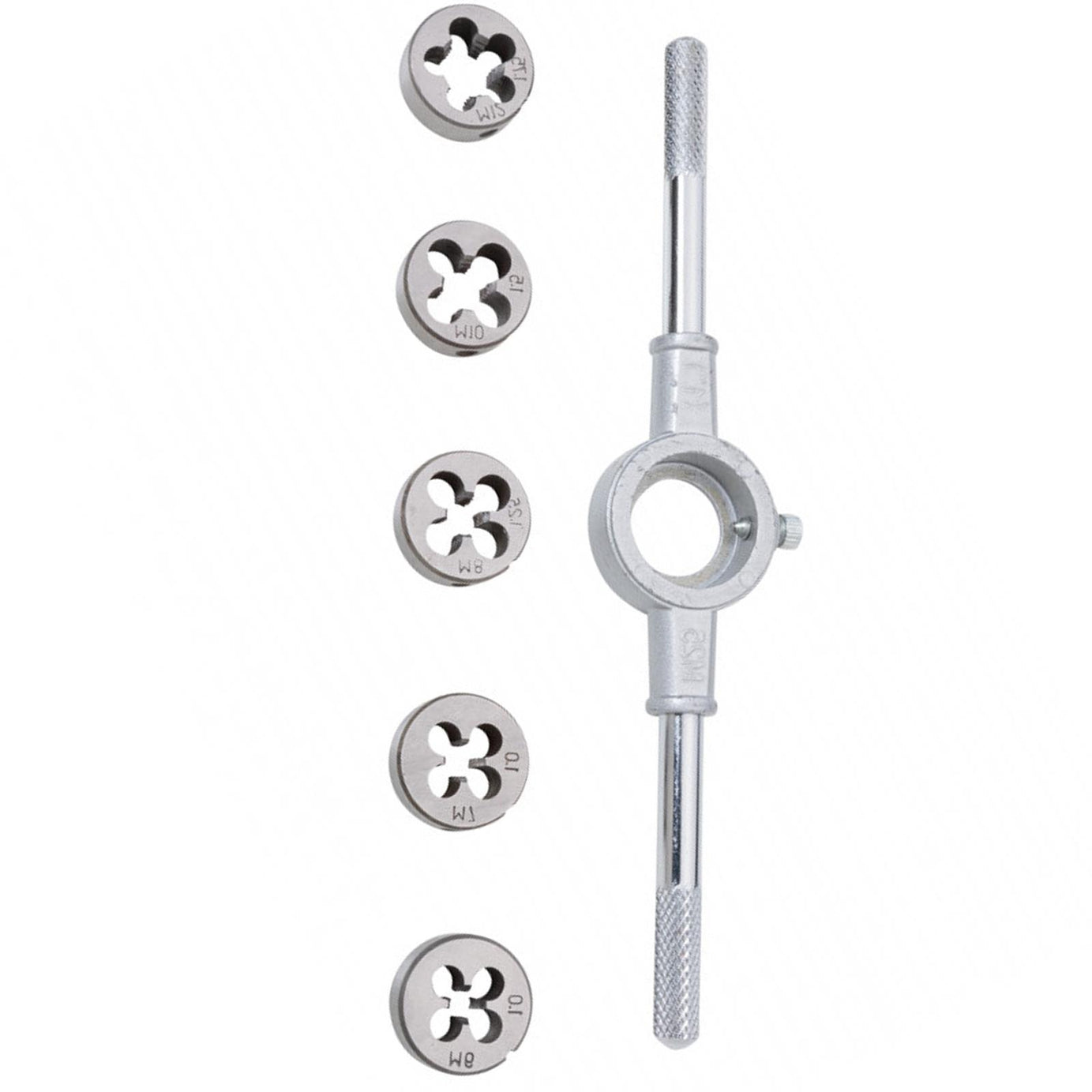 BlueSpot Die Set with Holder 6pc M6-M12 Thread Repair Alloy Steel Cutting Threads