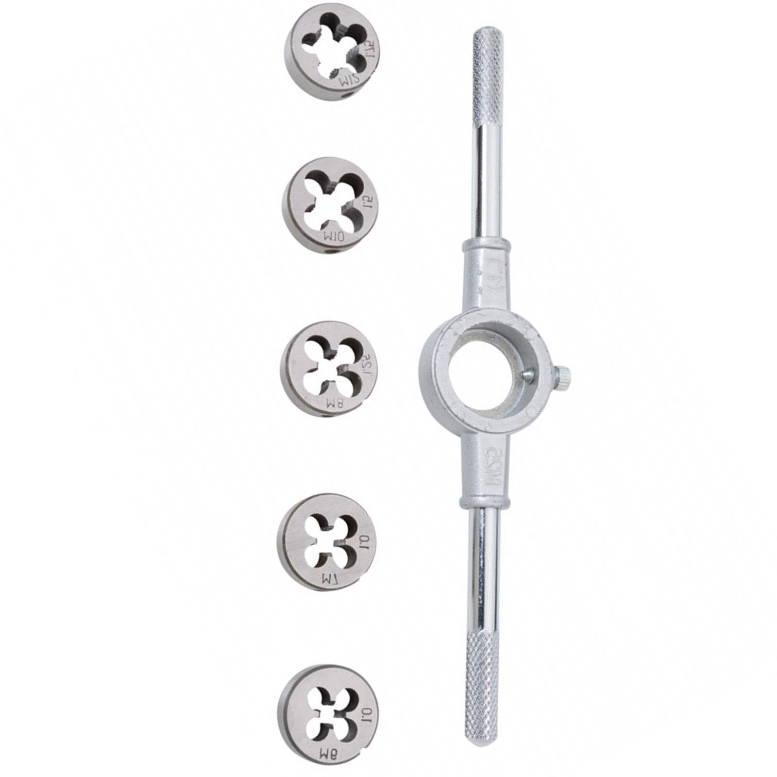 BlueSpot Die Set with Holder 6pc M6-M12 Thread Repair Alloy Steel Cutting Threads