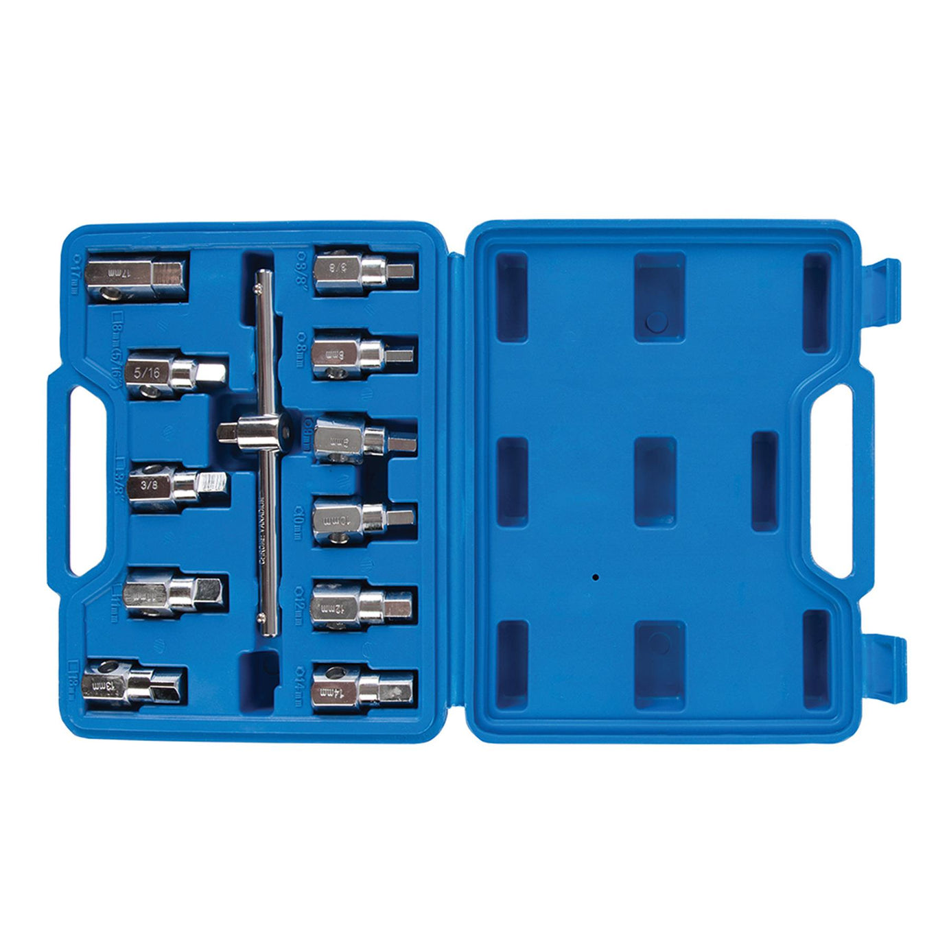 Universal Drain Plug Key Set 12Pc 3/8" / 8 - 17mm Hexagonal And Square Shaped