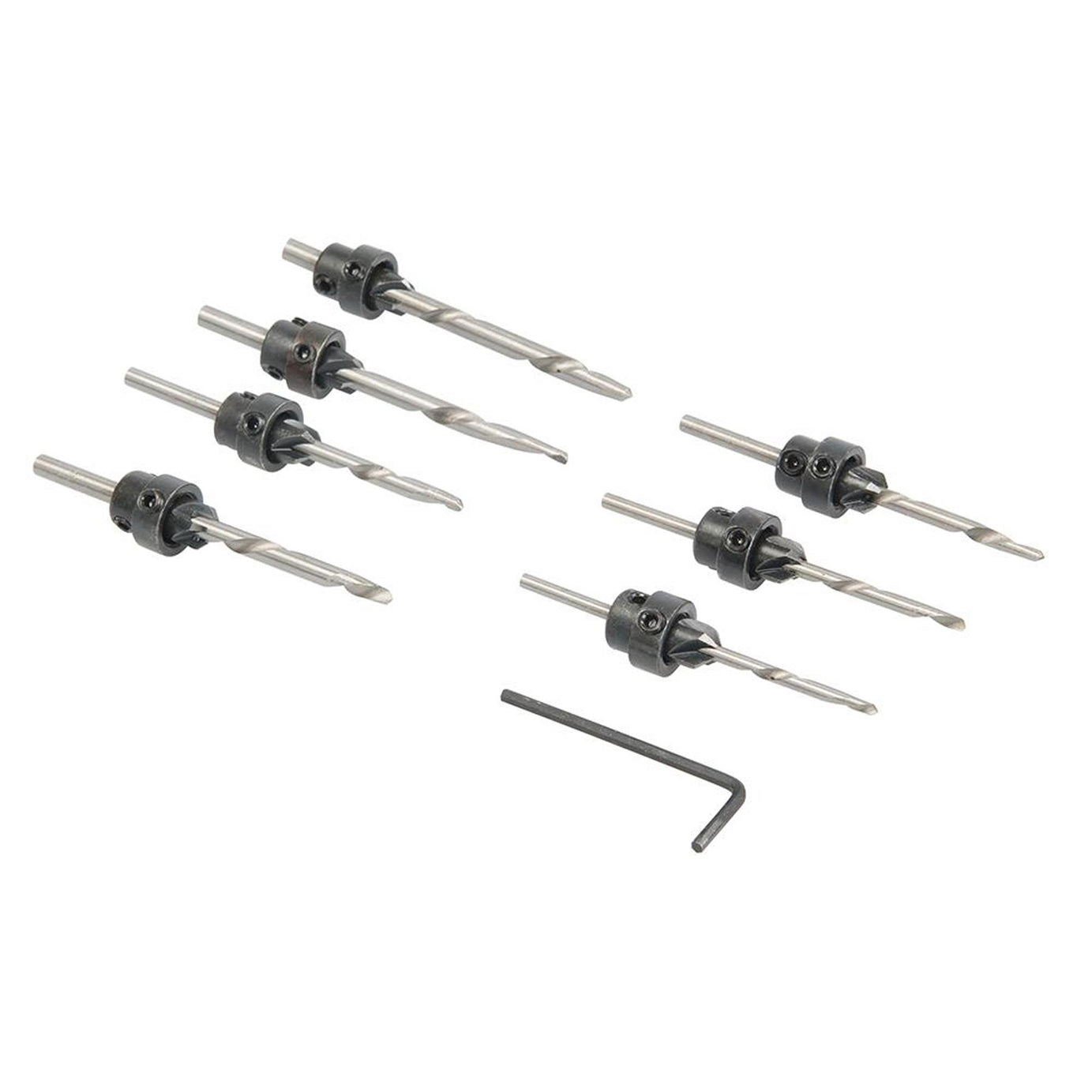 7Pc Tapered Wood Set HSS Wood Screw Sink Countersinks Drill 3-6mm Pocket