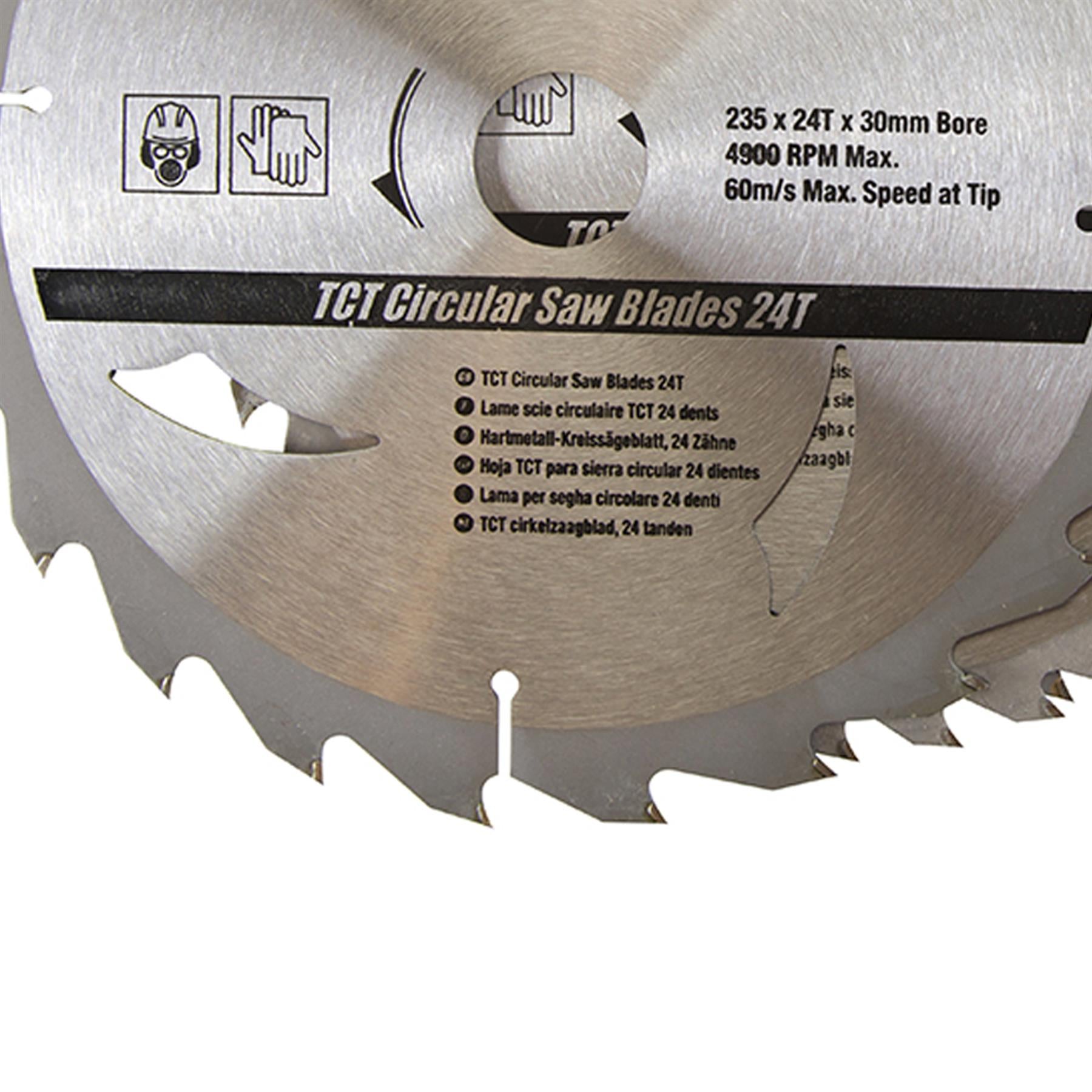 TCT Circular Saw Blades 24 40 48T 3Pk 235 x 30-25 16mm Rings Hardwood Softwood Chipboards Cutting