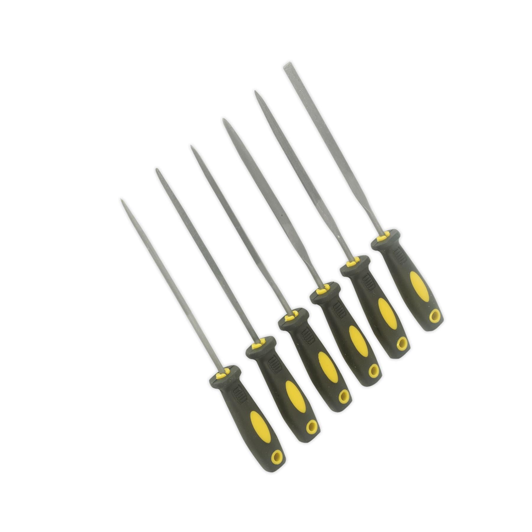 6Pc Sealey Needle File Set 100mm With Soft Grip Handles
