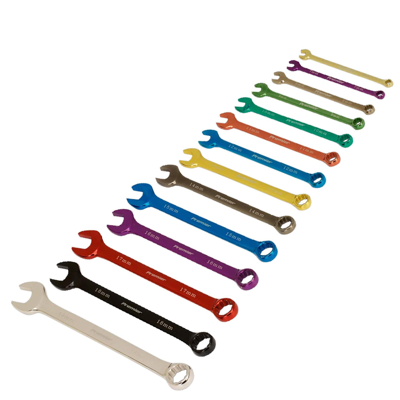 Sealey Combination Spanner Set 14pc Multi-Coloured Metric
