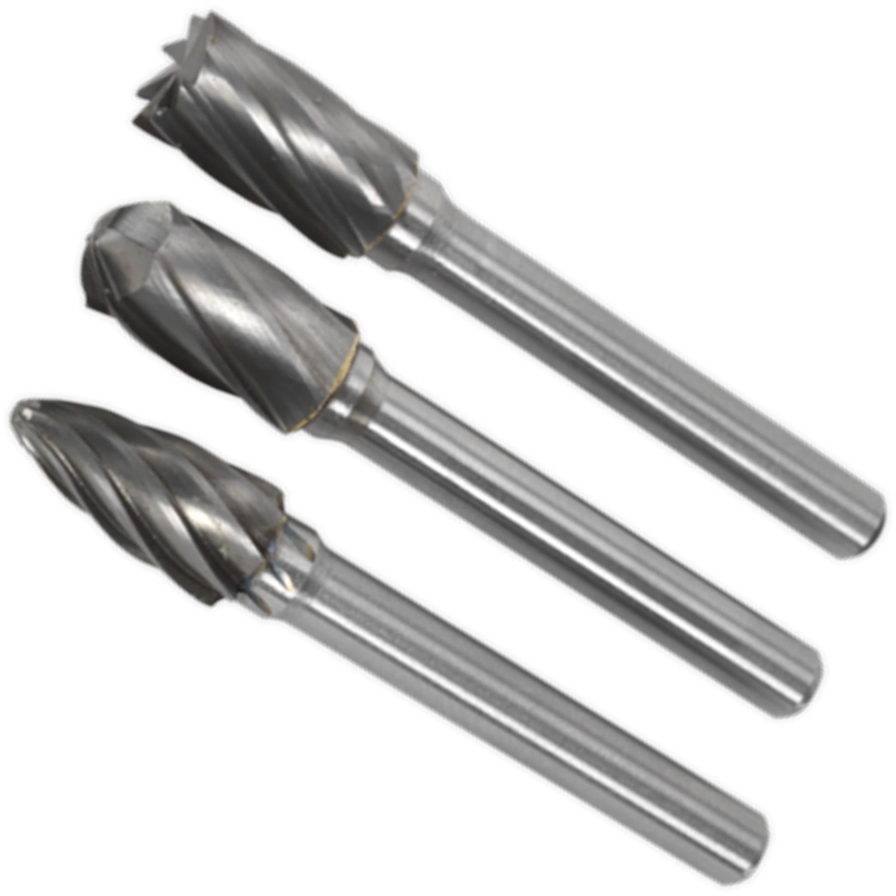 Sealey Tungsten Carbide Rotary Burr Set 3pc Ripper/Coarse