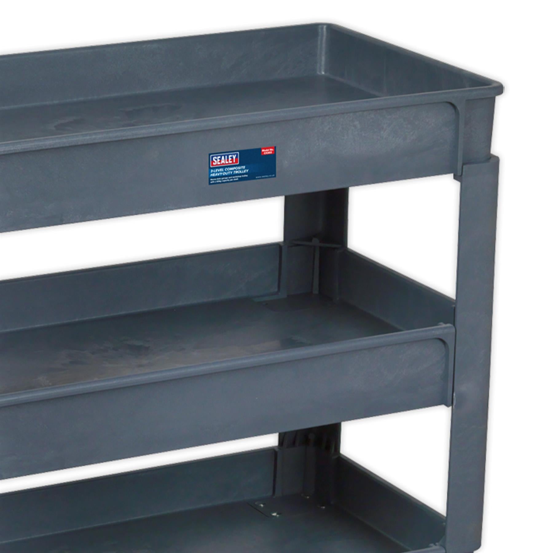 Sealey Trolley 3-Level Composite Heavy-Duty  83kg capacity per shelf