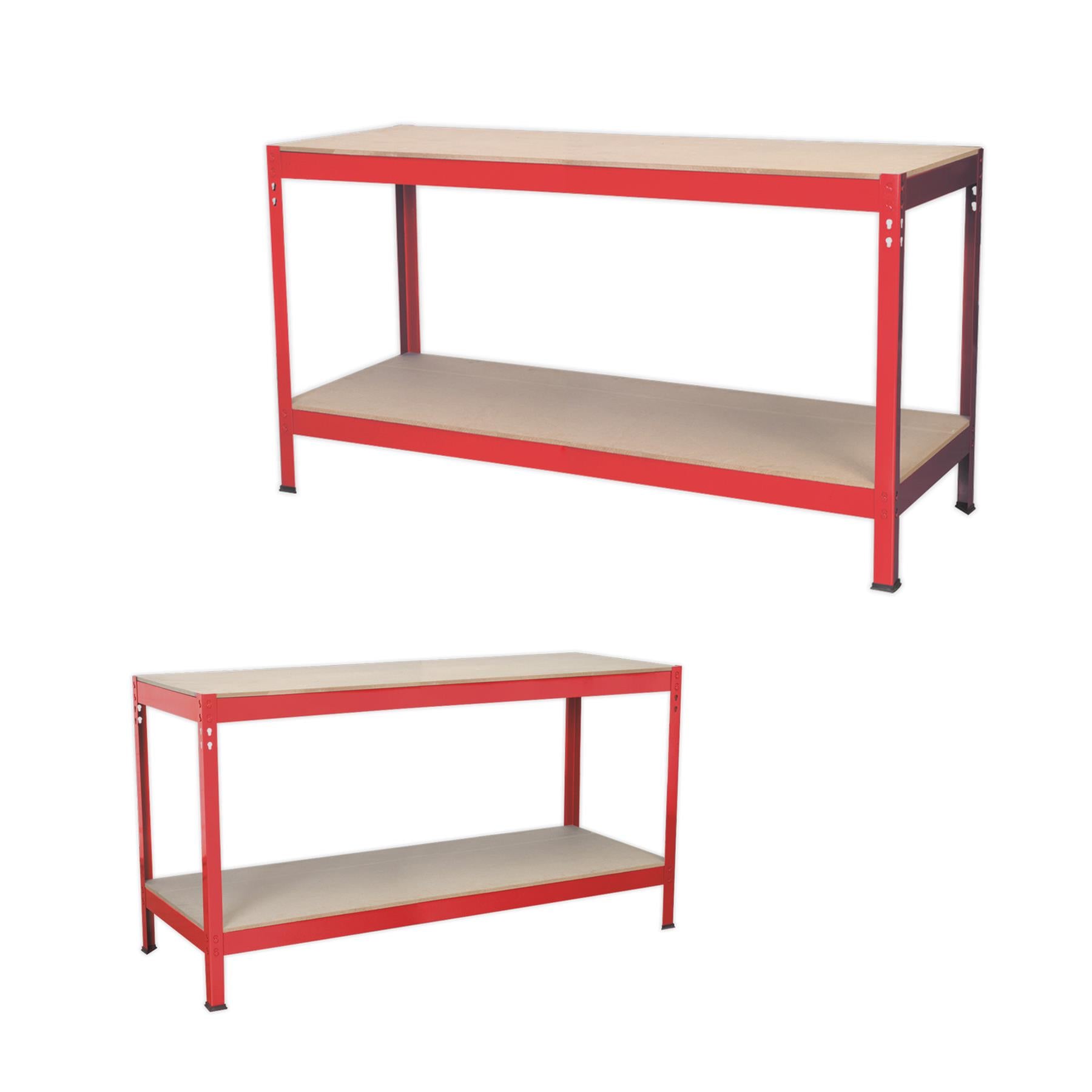 Sealey Workbench 1.53m Steel Wooden Top Fully Painted Steel Frame