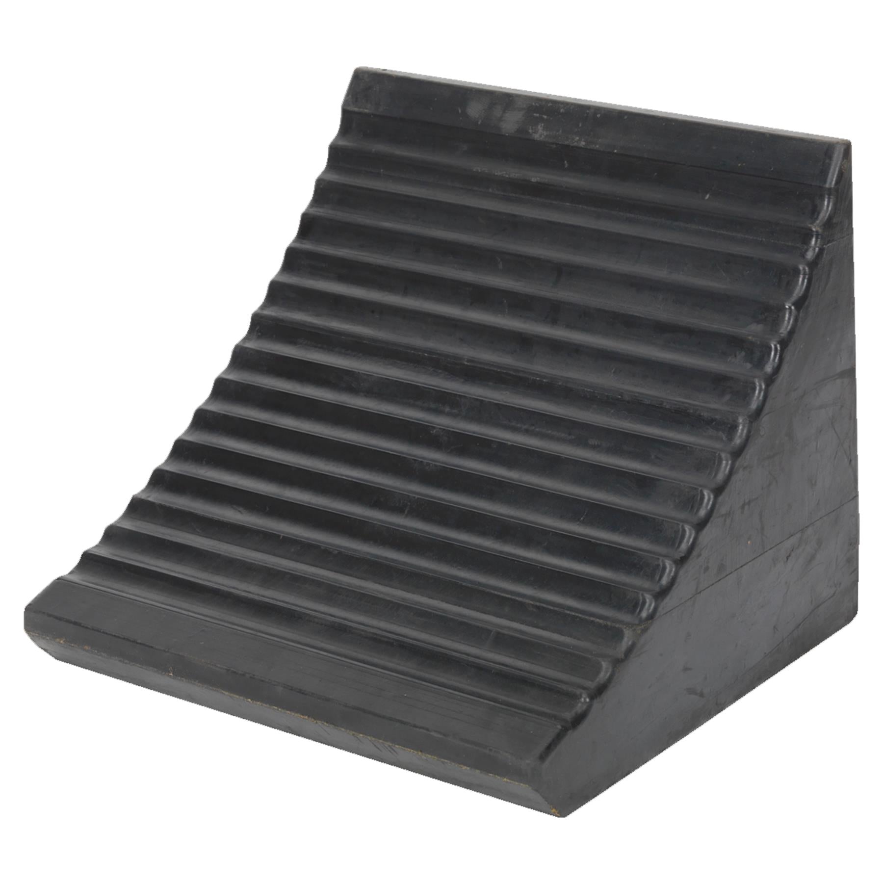 Heavy-Duty Rubber Wheel Chock 12kg - Single nylon reinforced rubber Sealey