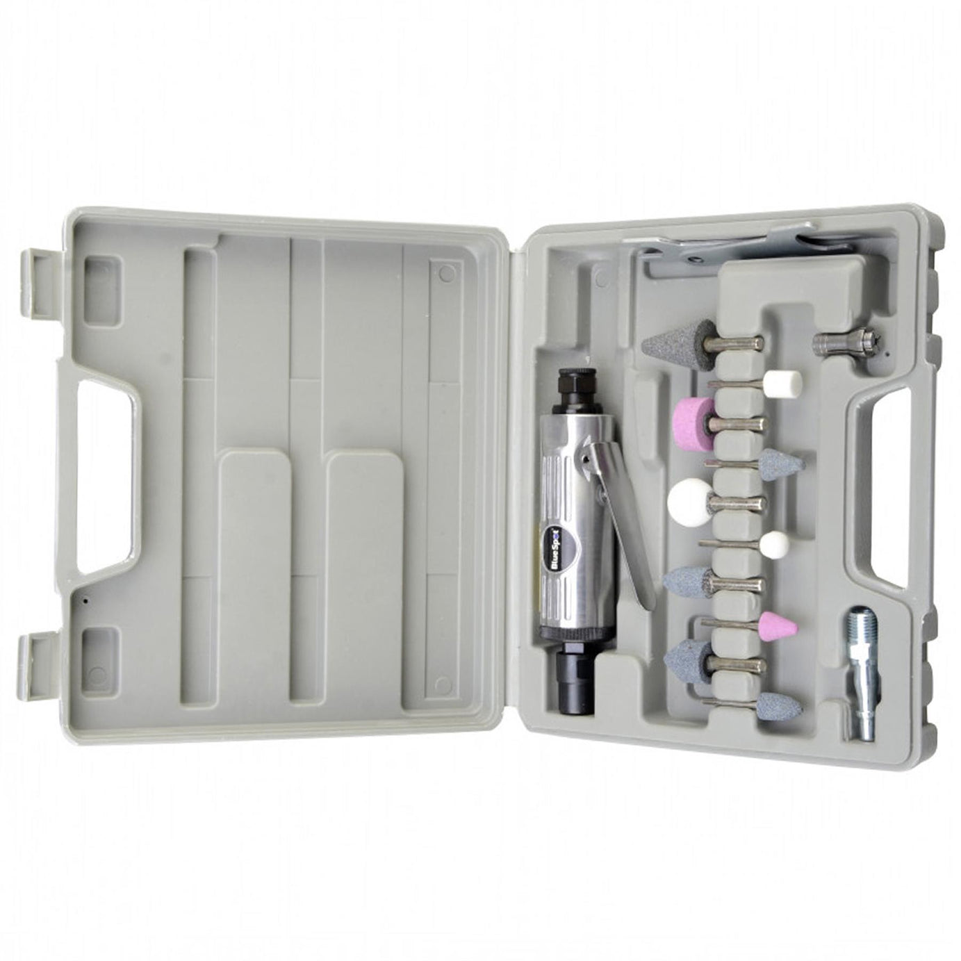 BlueSpot 15Pc 1/4" Straight Mini Air Die Grinder Tool Kit + Grinding Polishing Stones Set