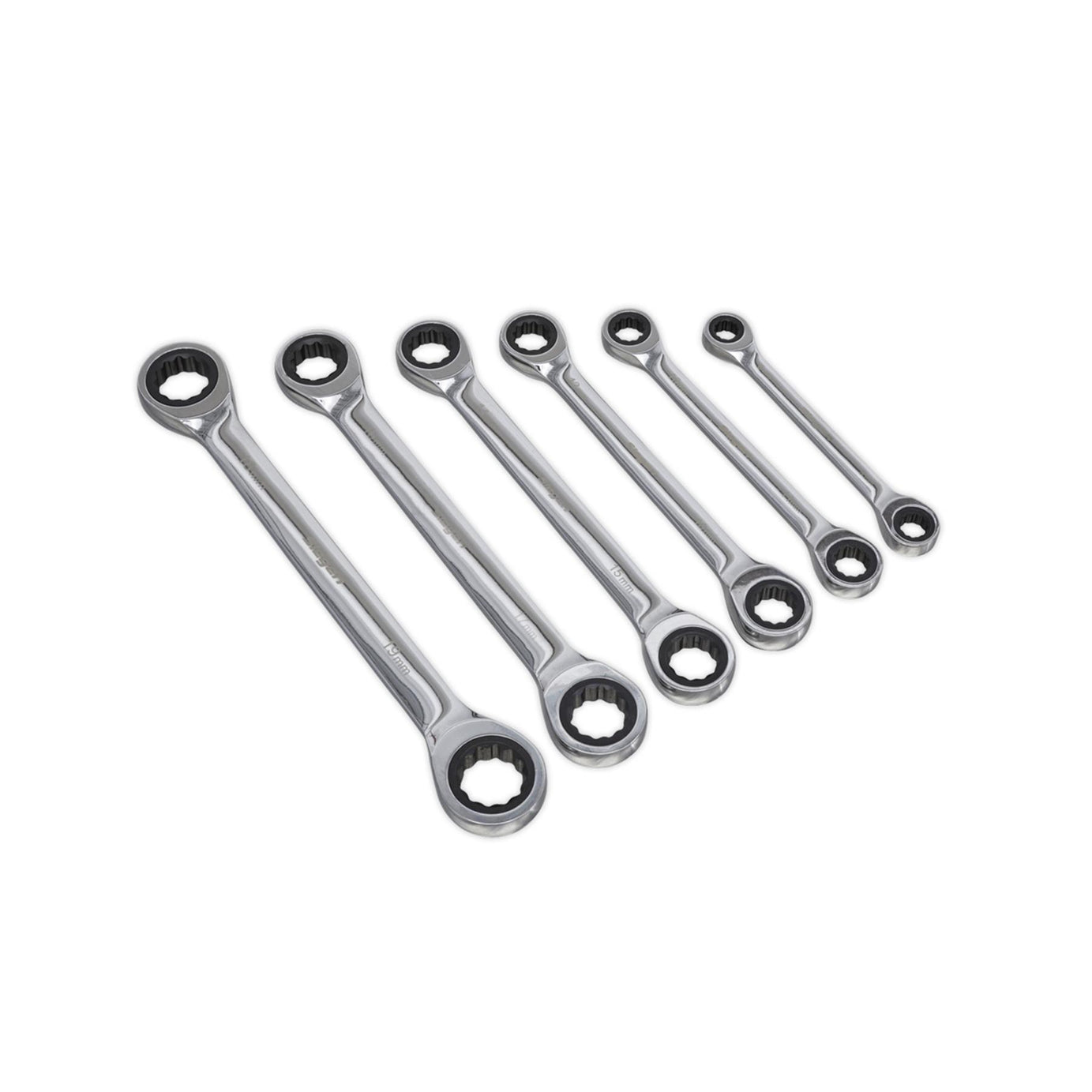 Sealey Double End Ratchet Ring Spanner Set 6pc Metric