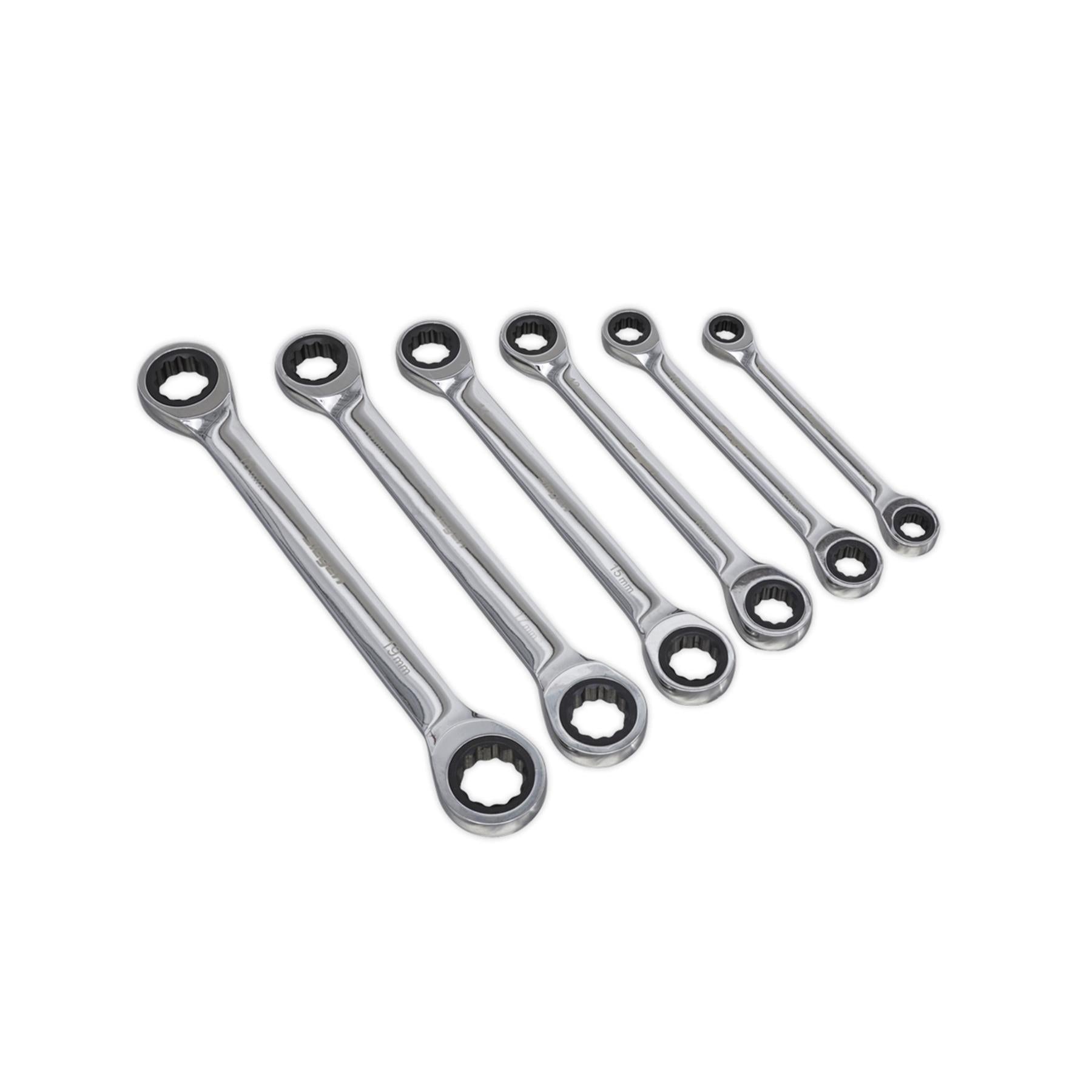 Sealey Double End Ratchet Ring Spanner Set 6pc Metric