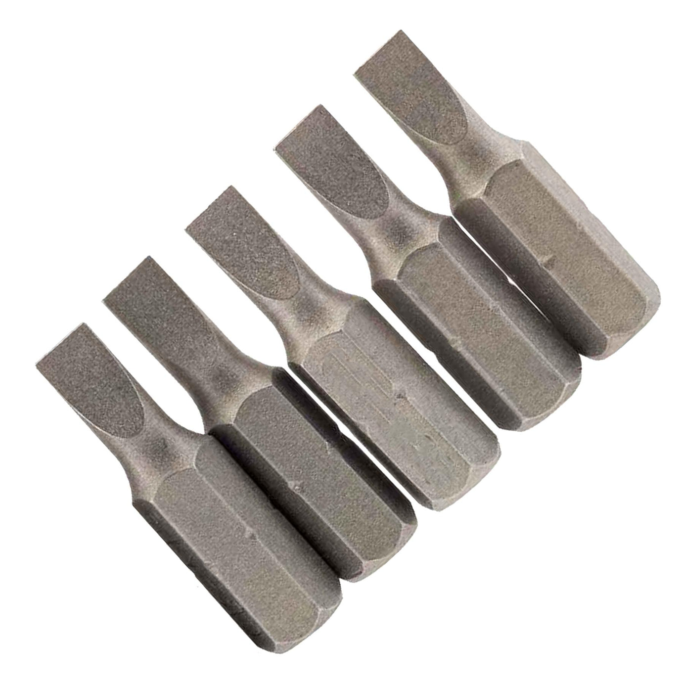 Slotted Screwdriver Bits 6mm CRV Chrome Vanadium Steel 1/4" Hex Drive 5Pcs