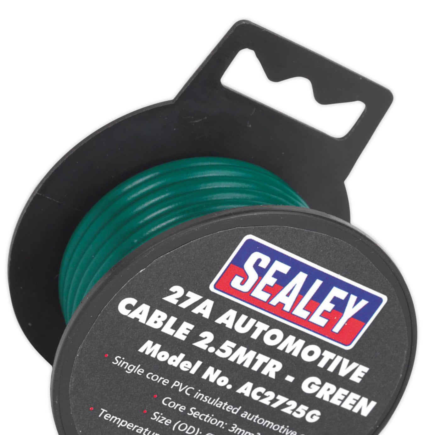 Sealey Automotive Thick Wall Electrical Auto Loom Car Cable 27A 2.5m Green
