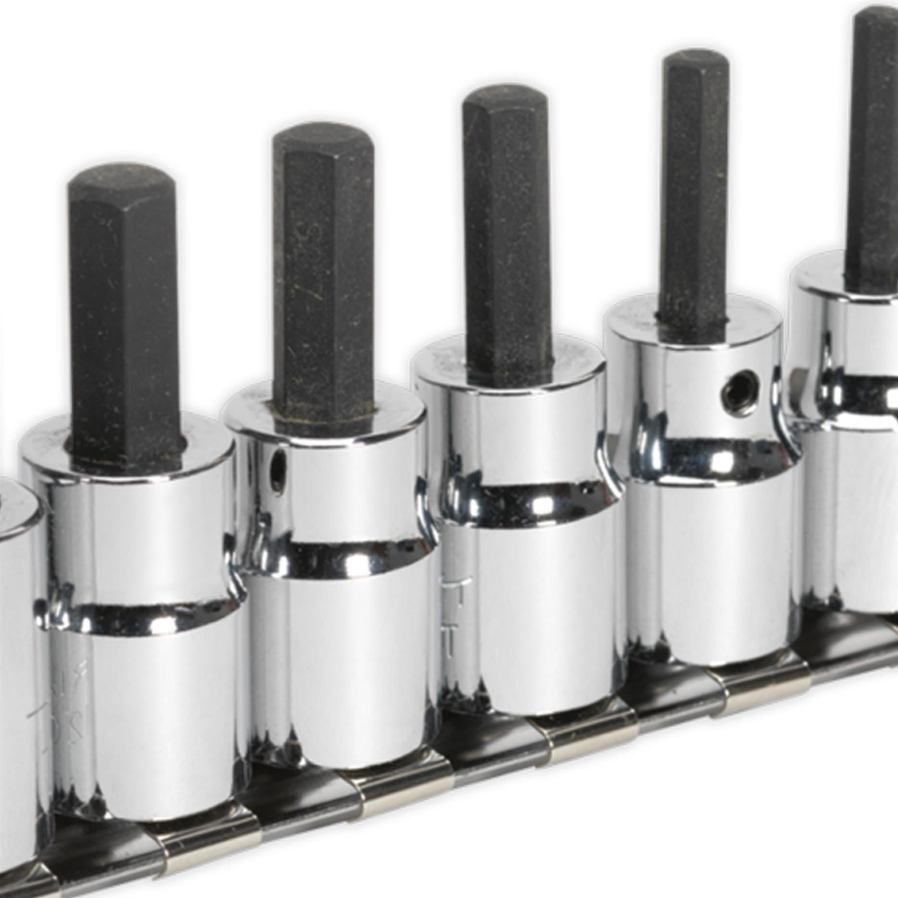 Sealey Hex Socket Bit Set 7pc 3/8"Sq Drive Metric
