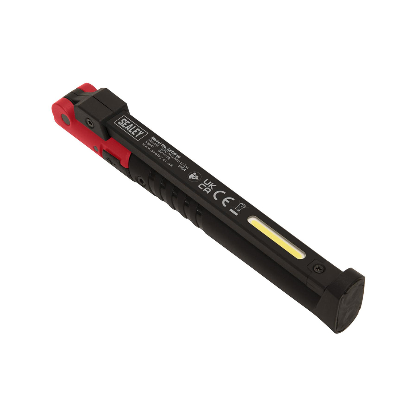 Sealey R/Charge Slim Folding Pocket Light 2 COB & 1 SMD LED - Red