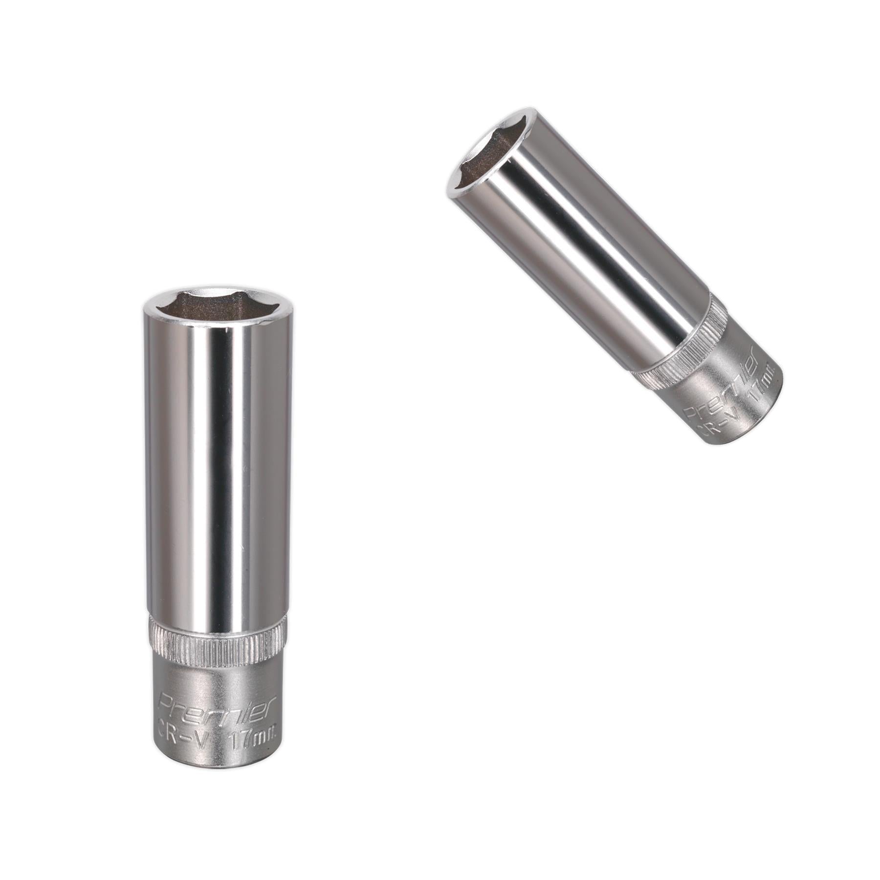Sealey WallDrive® Socket 17mm Deep 1/2"Sq Drive Chrome Vanadium Steel