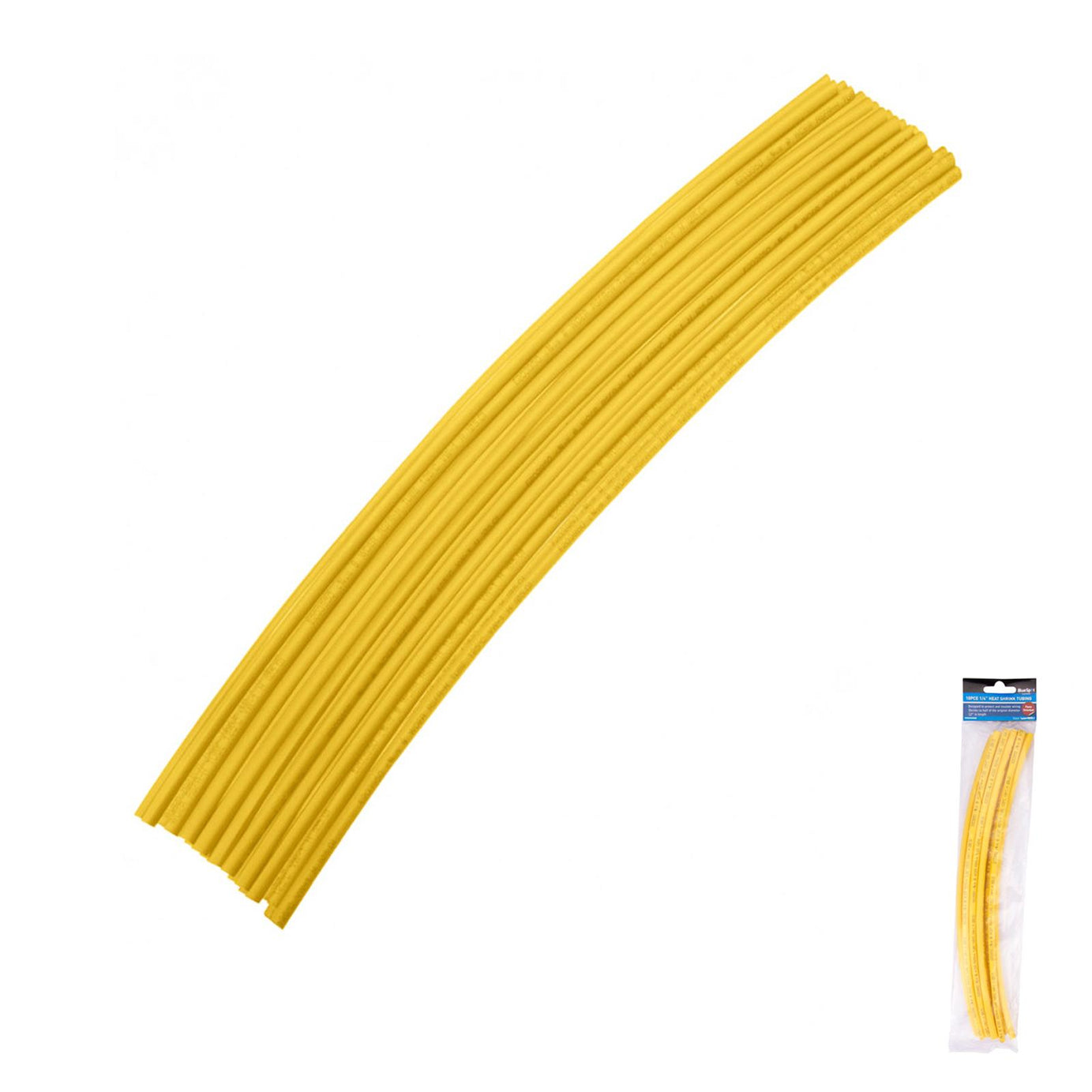 BlueSpot 10Pce 300mm (12") 1/4" Yellow Heat Shrink Tubing Quality