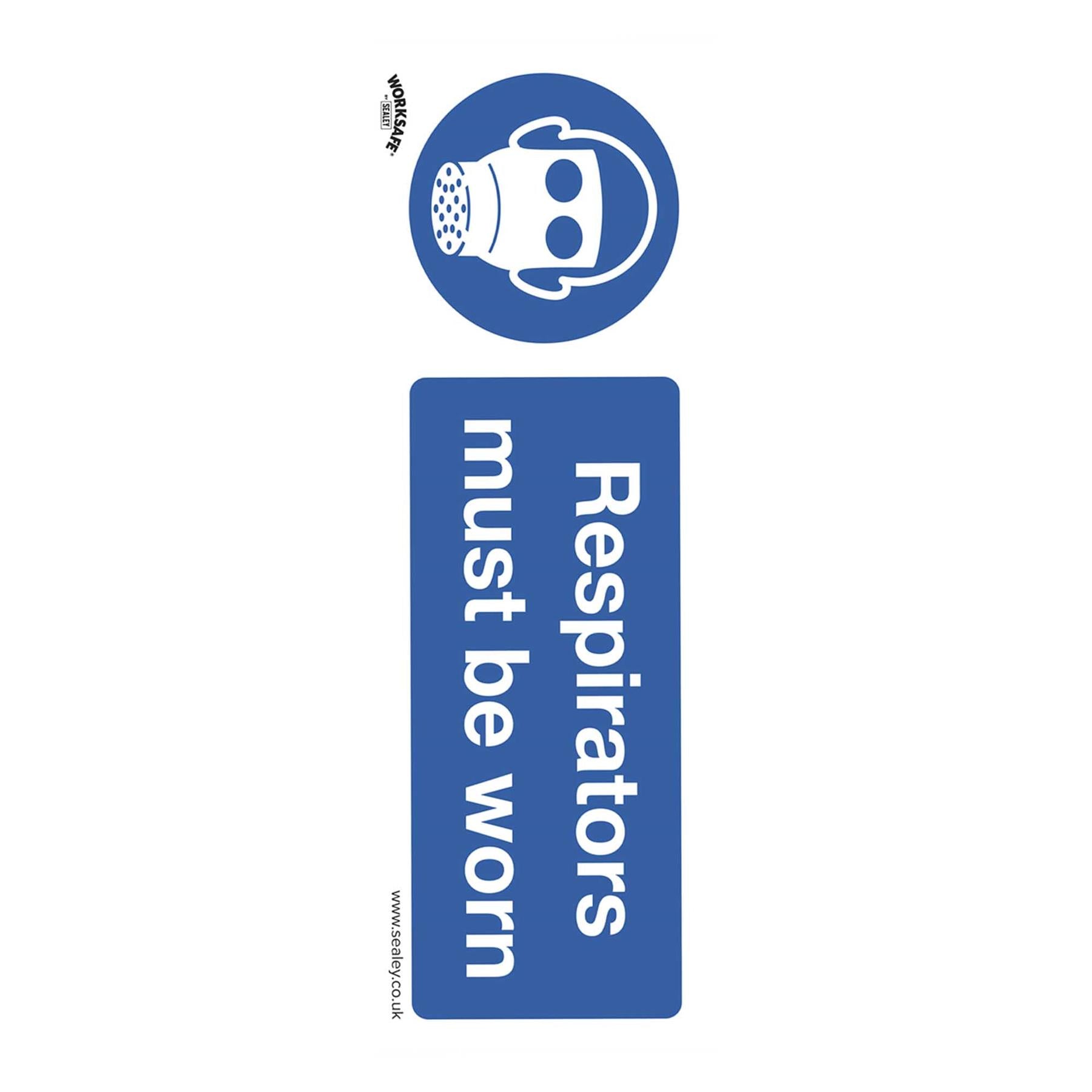 Sealey Mandatory Safety Sign - Respirators Must Be Worn - Self-Adhesive Vinyl - Pack of 10