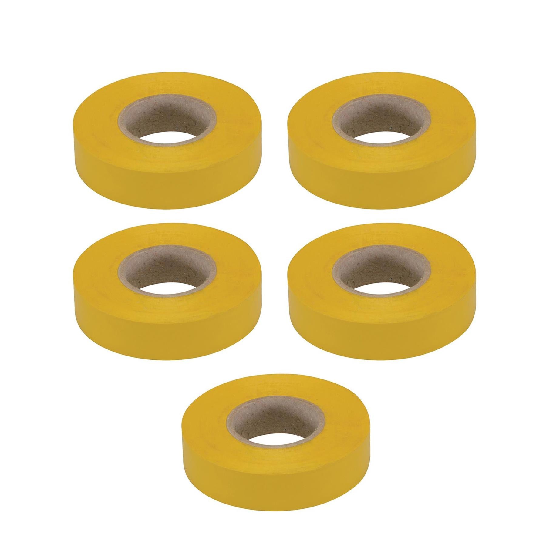 5 x PVC Insulation Electrical Tape Flame Retardent Yellow  19mm x 33mm
