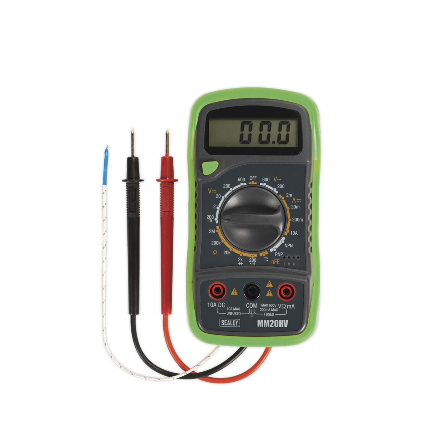 Sealey Digital Multimeter 8-Function with Thermocouple Hi-Vis