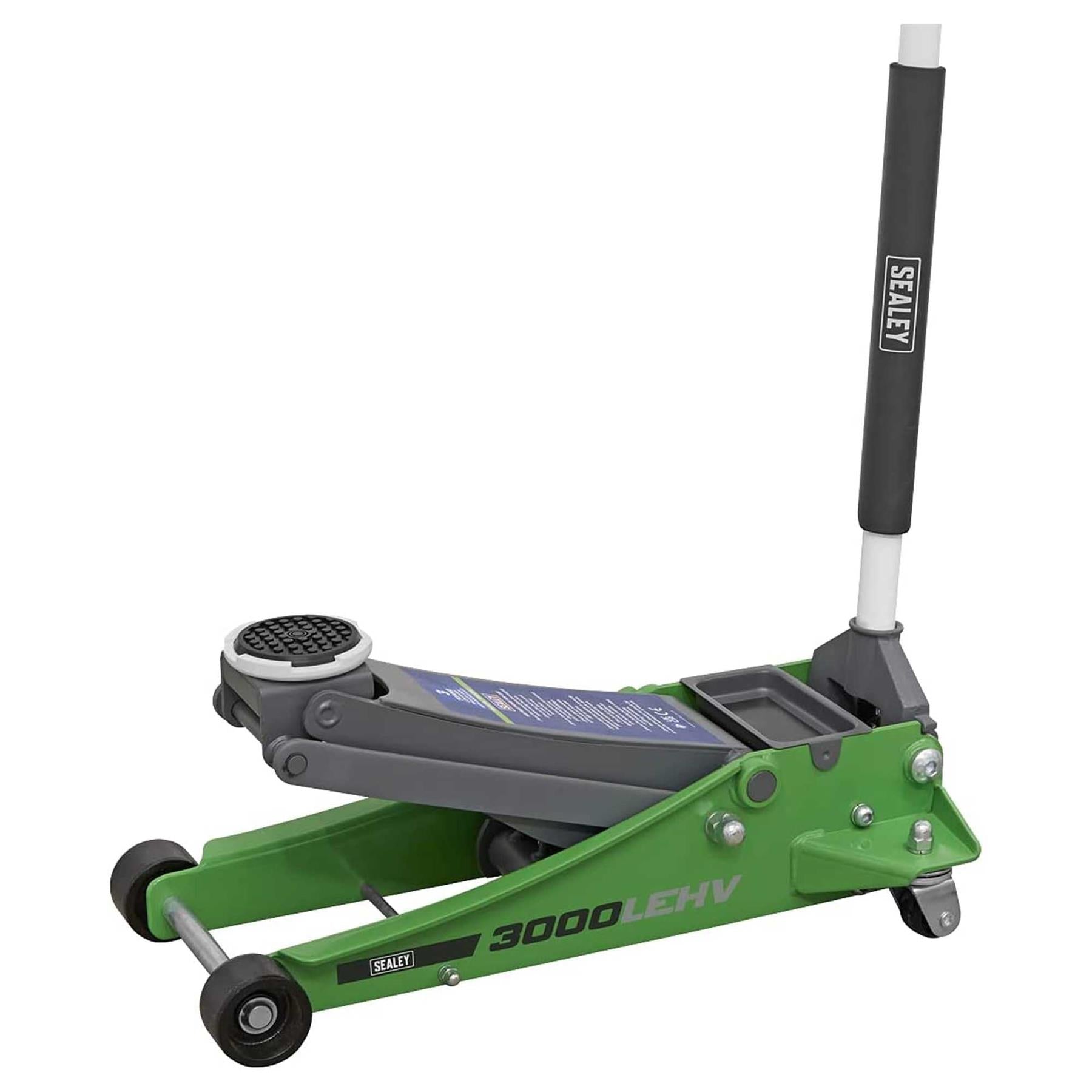 Sealey Trolley Jack 3 Tonne Low Profile Rocket Lift Hi-Vis Green