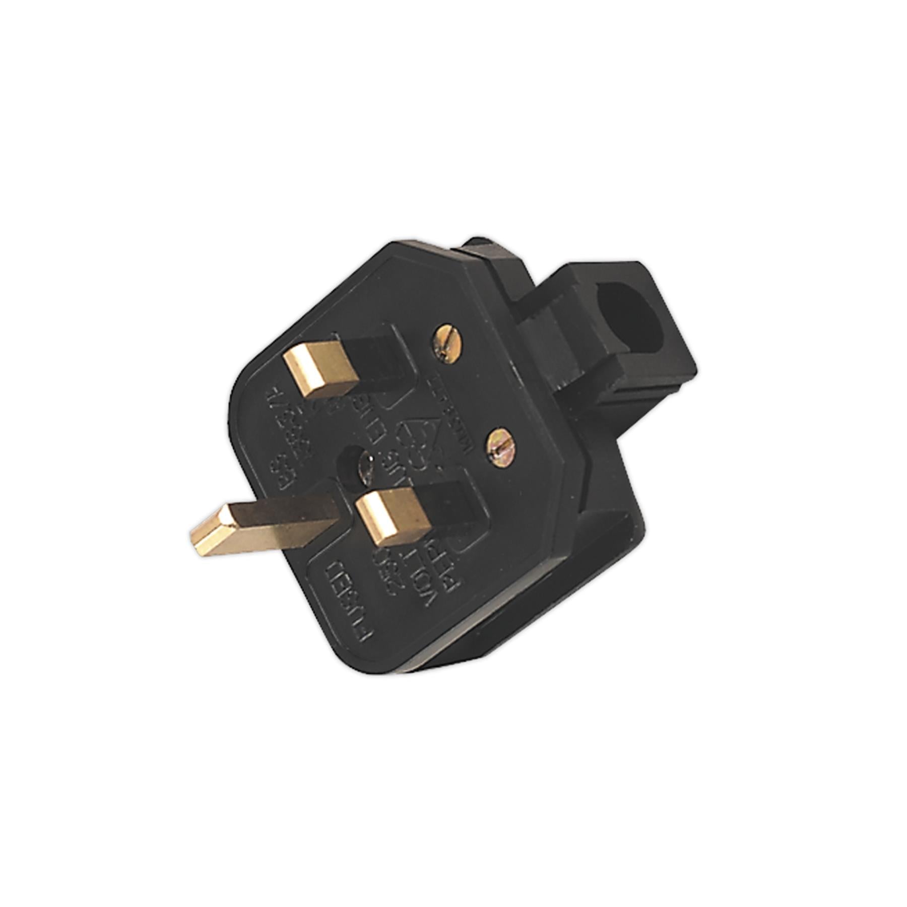 Rubber Plug Black 13A heavy-duty plug. PL/13/3S Sealey