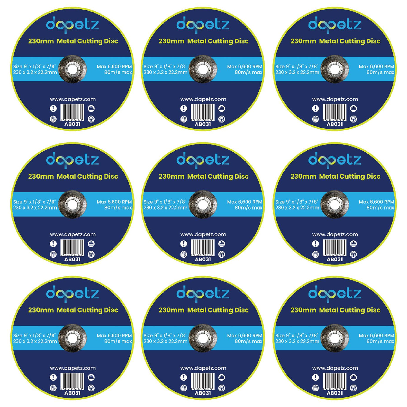 10x Metal Cutting Discs | Angle Grinder Disc Thin Stainless Steel 230mm