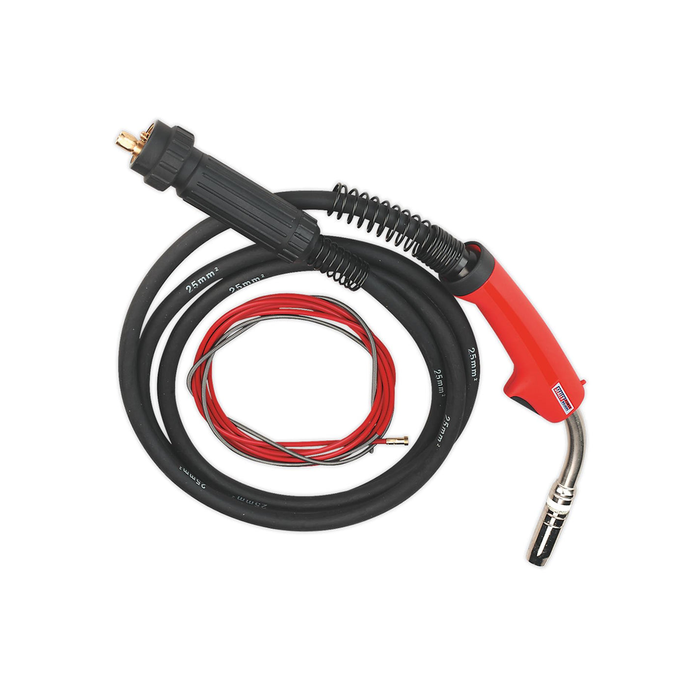 Sealey MIG Torch 3m Euro Connector MB25 Contoured Grip & Heat-Proof Cable