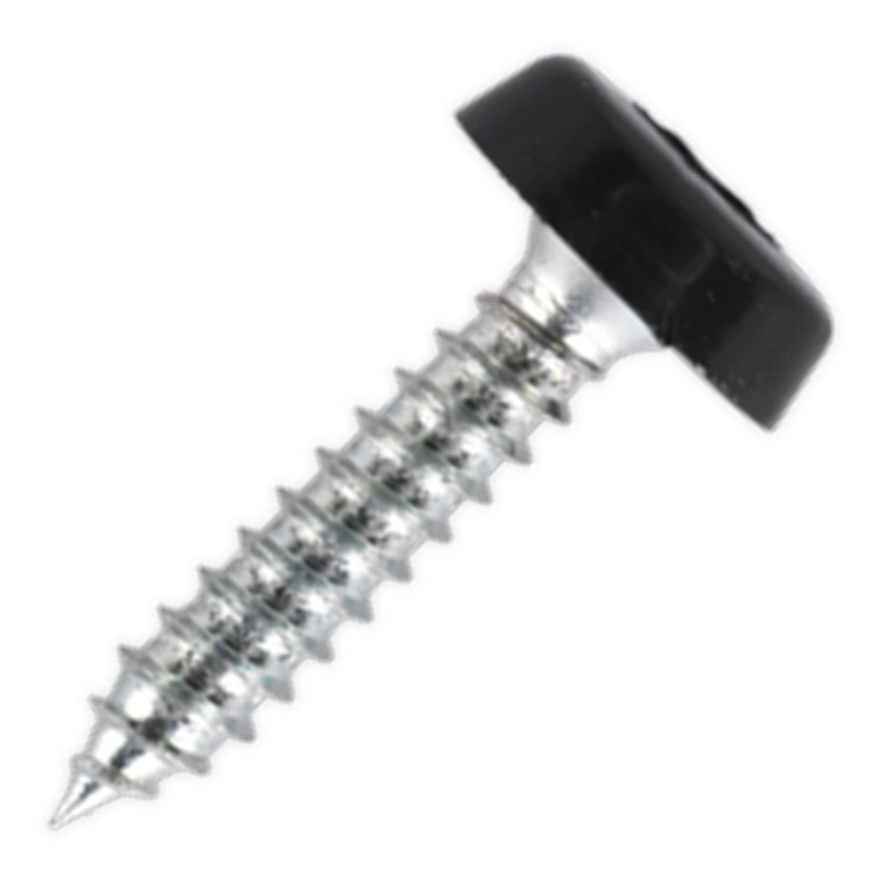 Sealey Numberplate Screw Plastic Head 4.8 x 24mm Black Pack of 50