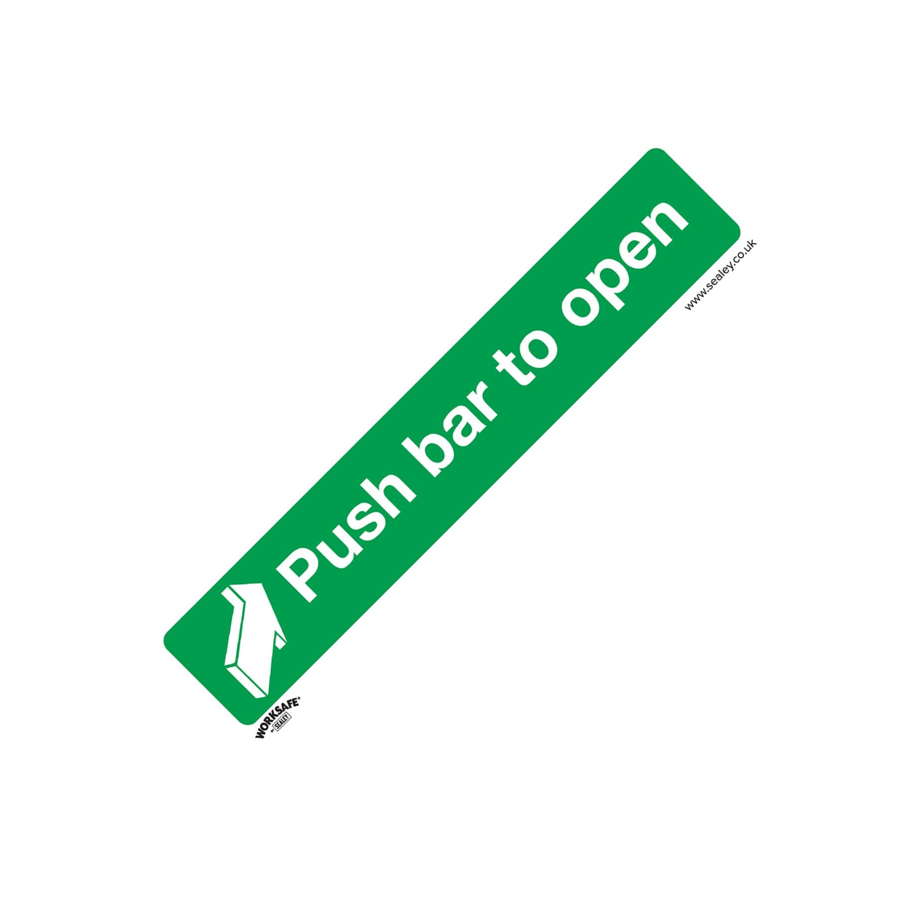 Sealey Safety Sign - Push Bar To Open - Rigid Plastic - Pack of 10