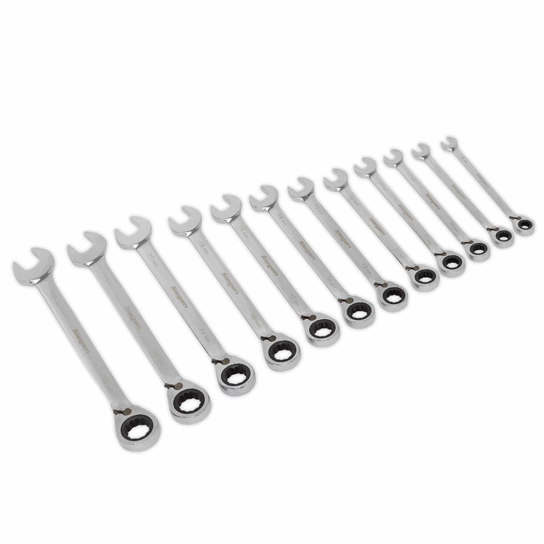 Sealey Reversible Ratchet Combination Spanner Set 12pc Metric