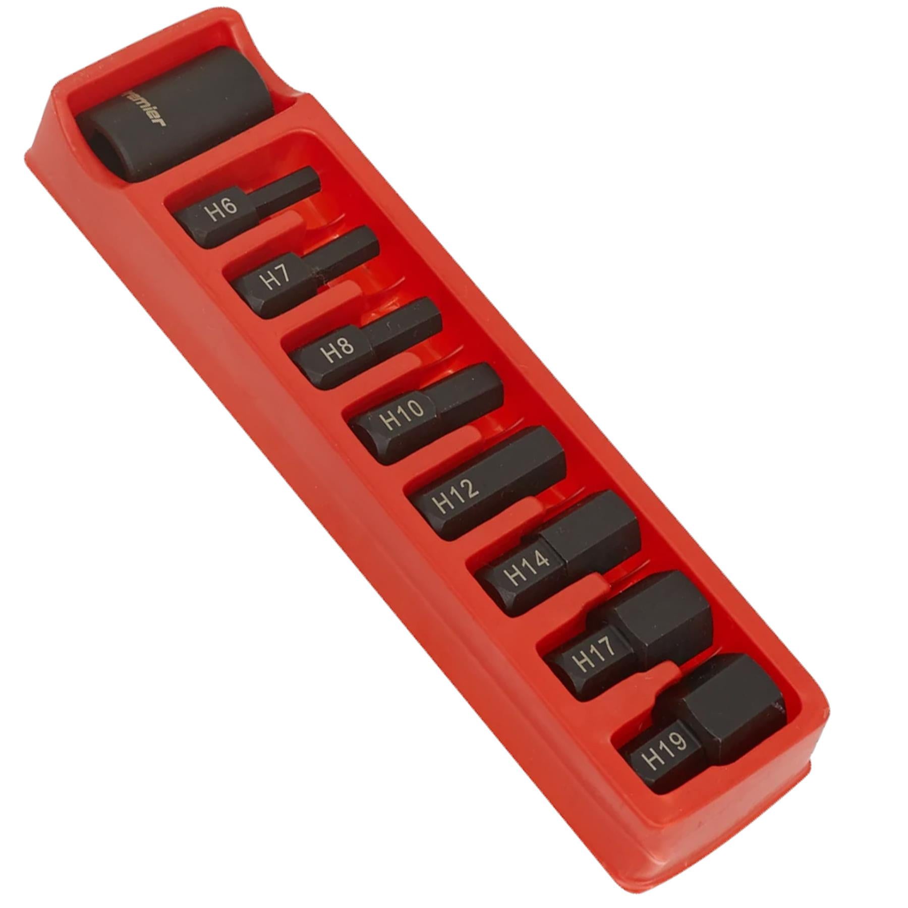 Sealey Impact Hex Bit & Holder Set 9pc 1/2"Sq Drive