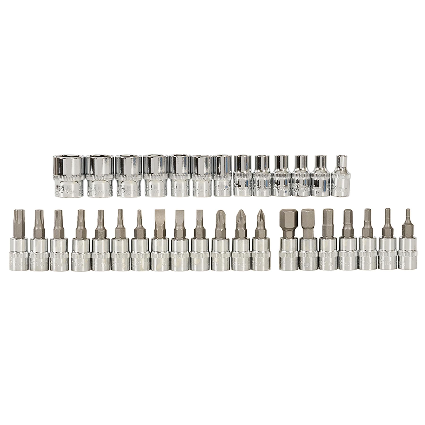 Socket Wrench Set 1/4" Drive Metric Automotive Garage Tools 38 Pc