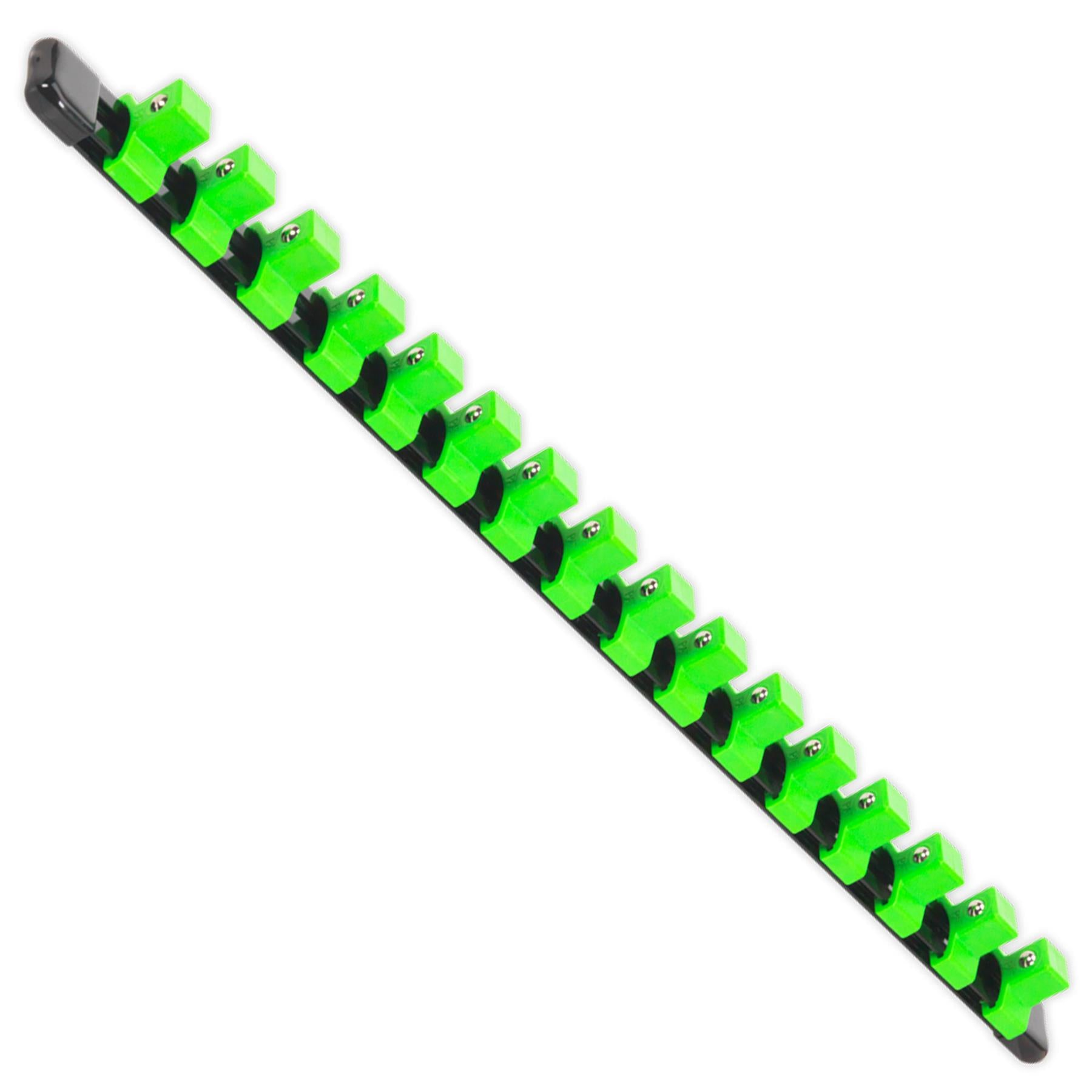 Sealey 1/2"Sq Drive Socket Retaining Rail with 16 Clips - Hi-Vis Green