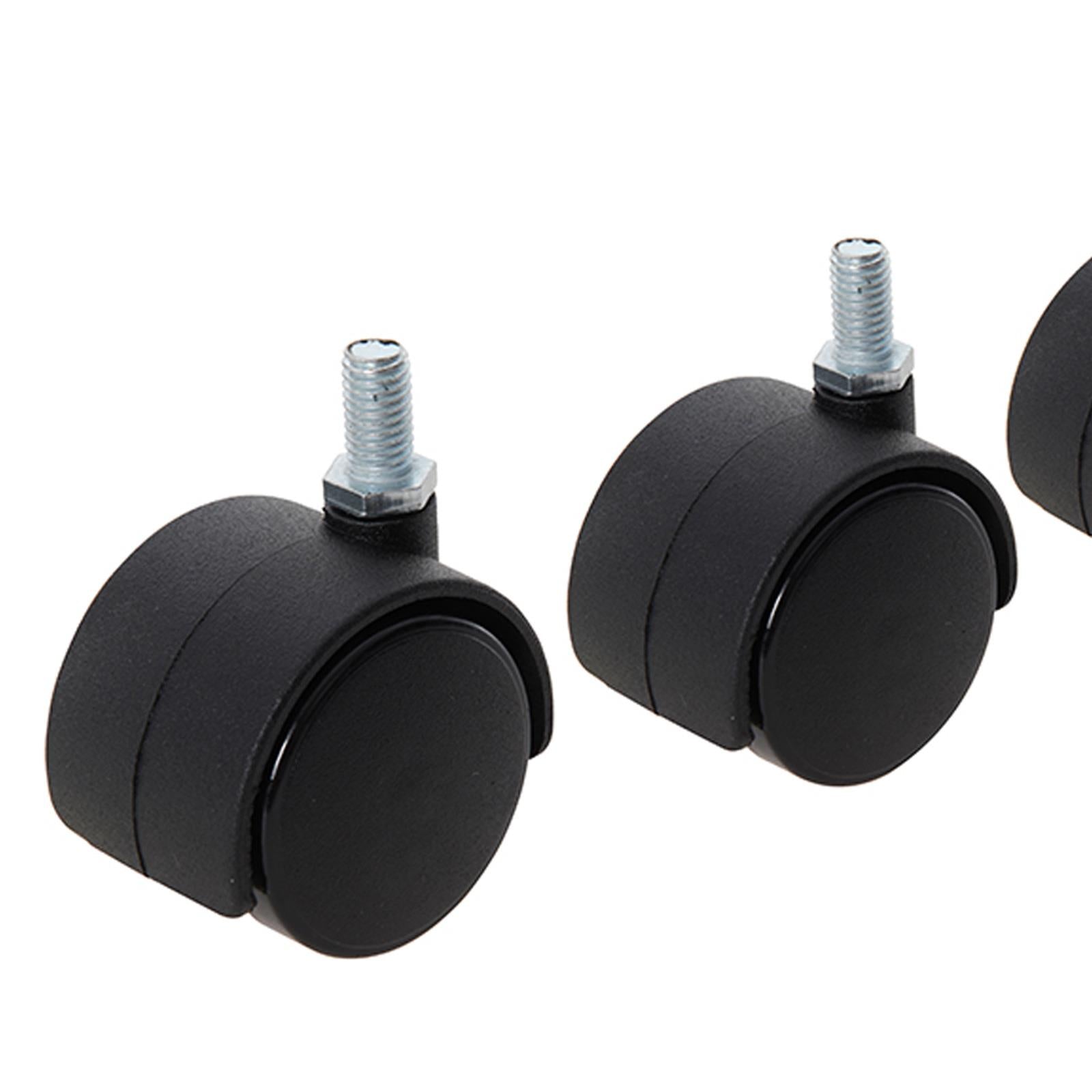 4Pk Twin Wheel Castor Bolt - 40mm Bolt Twin Swivel Action Non-Marking Tyres