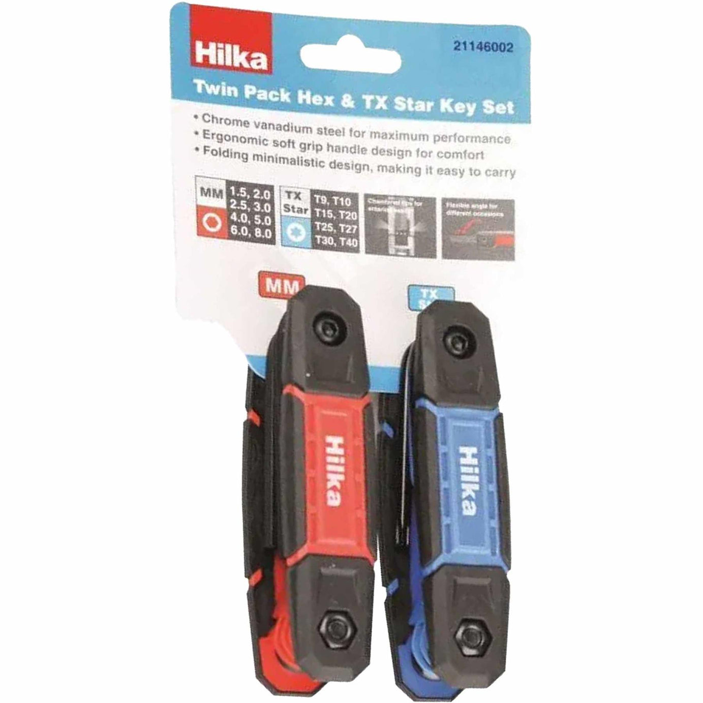 Twin Pack Chrome Vanadium Steel Soft Grip Handle Hex & TX Star Key Set