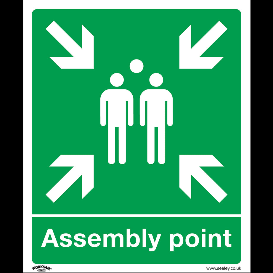 Sealey Safety Sign - Assembly Point - Rigid Plastic - Pack of 10