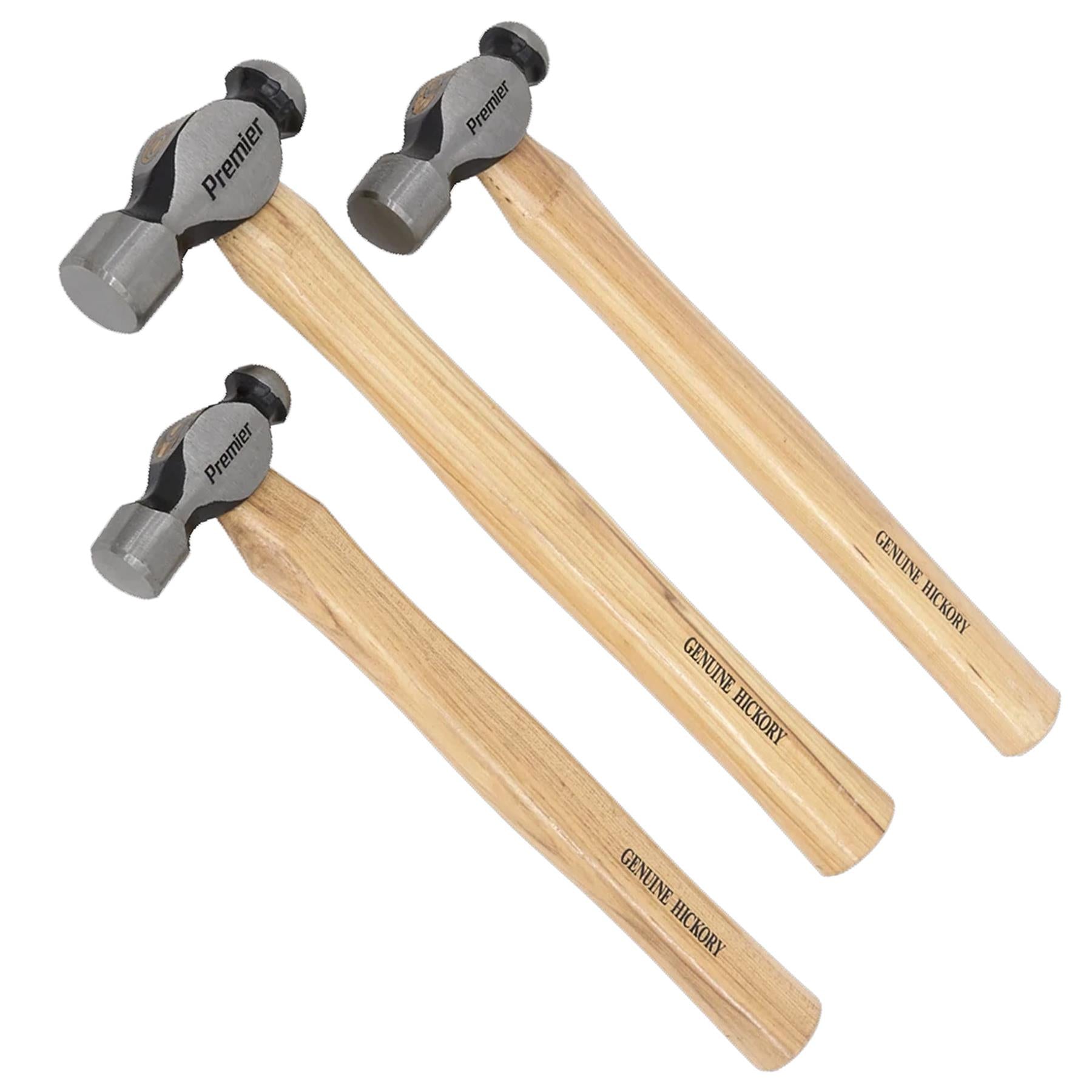 Sealey Ball Pein Hammer Set 3pc Hickory Shafts