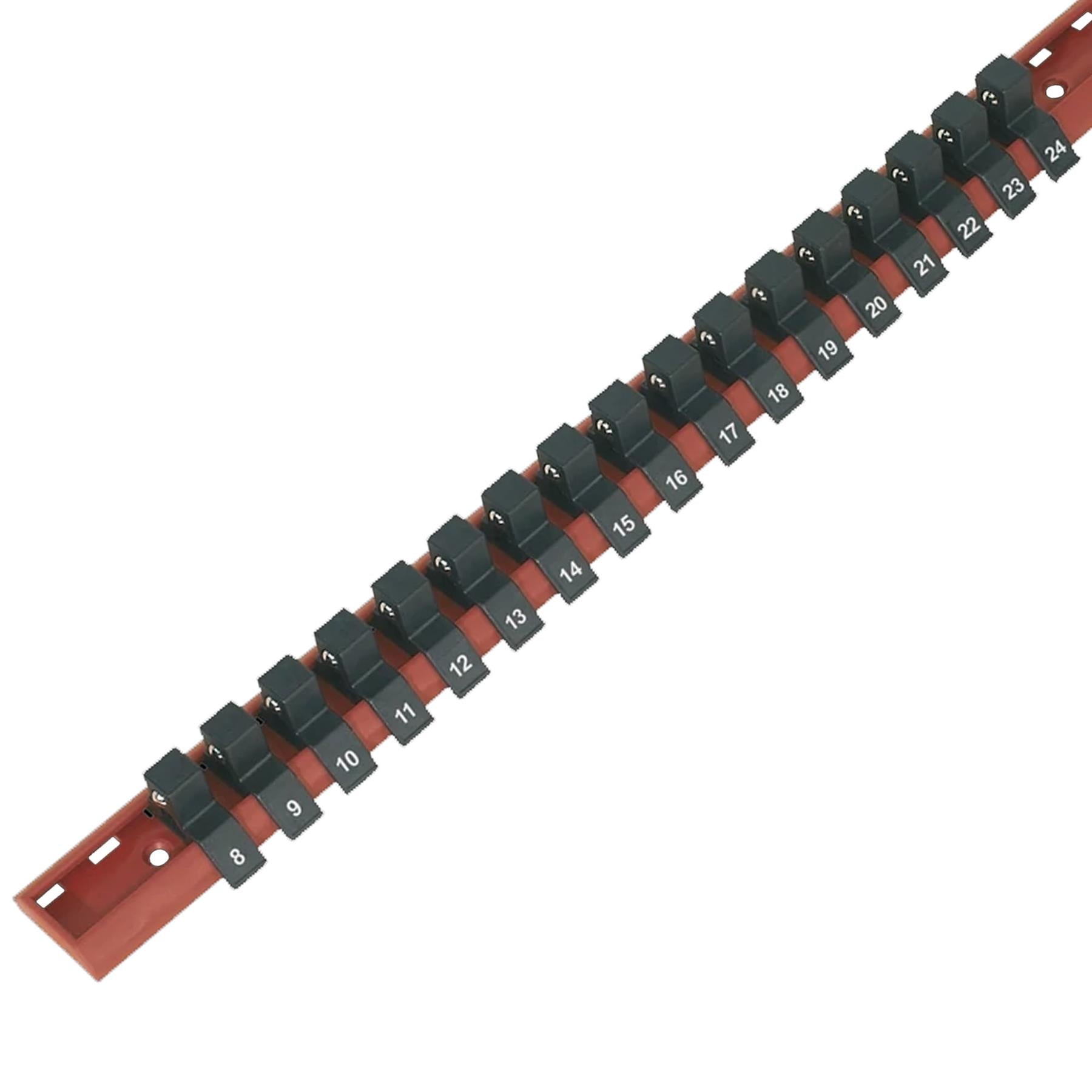 Sealey Socket Retaining Rail with 17 Clips 1/2"Sq Drive