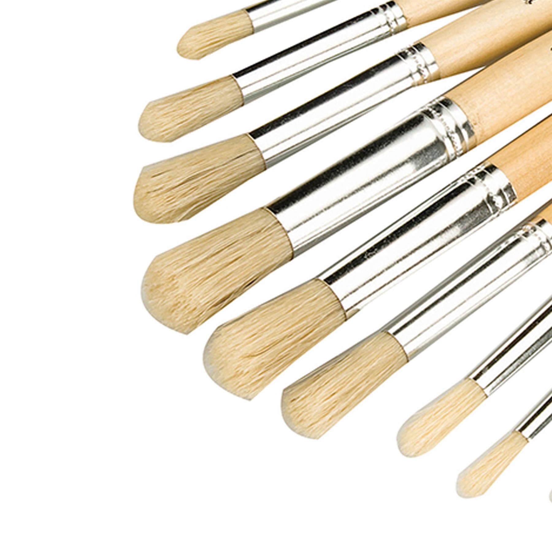 12Pce Artists Paint Brush Set - Round Tips Sizes From 1mm - 12mm For Finishing