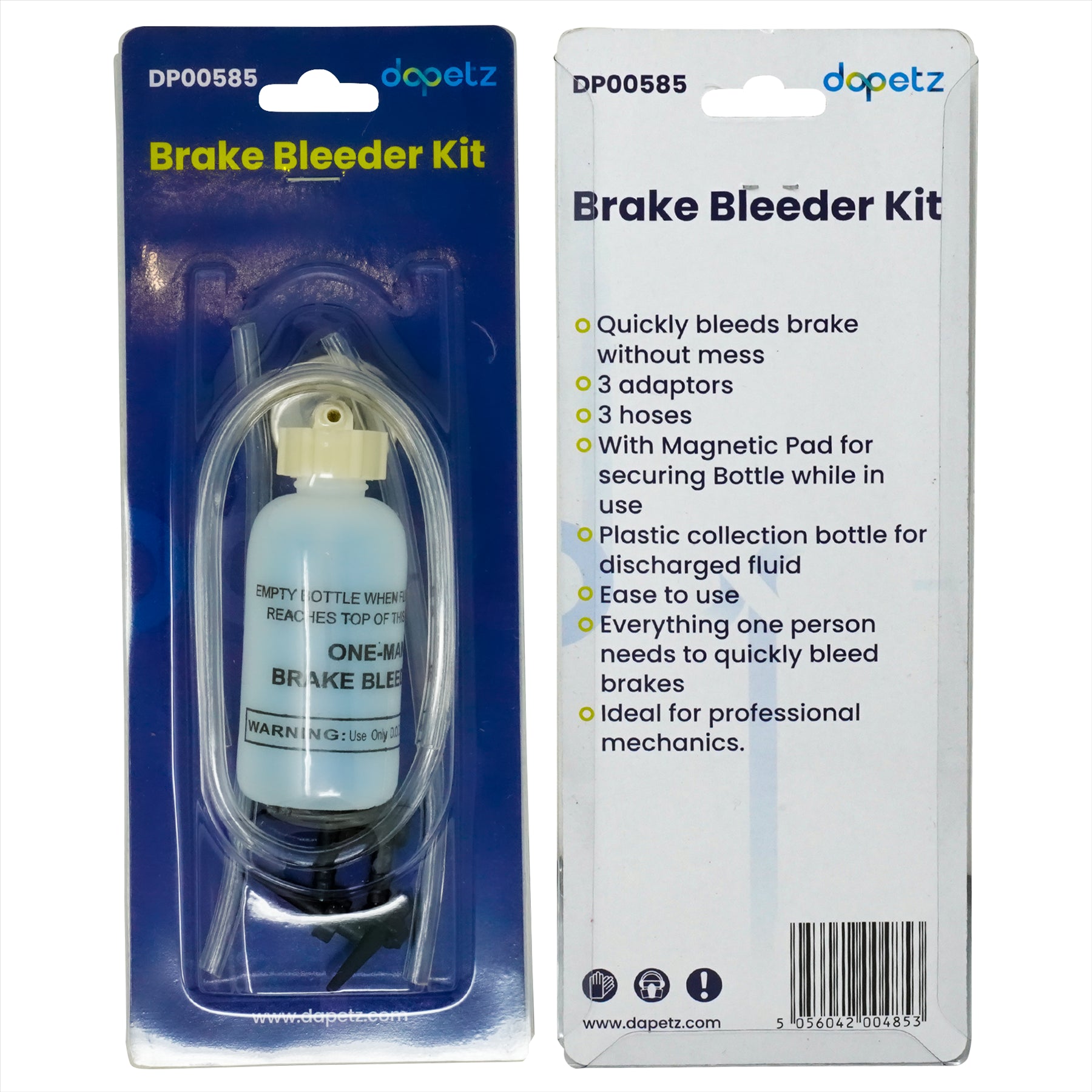 Brake Bleeder Kit Kits 3 Adaptors And Hoses Bleed Brakes Car Van Bike New