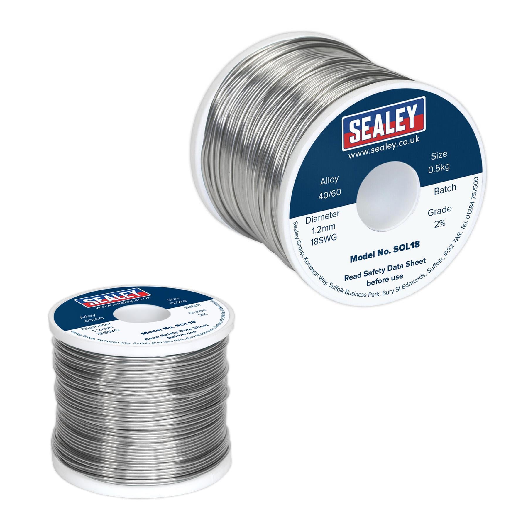 Sealey Solder Wire Quick Flow 1.2mm/18SWG 40/60 0.5kg Reel